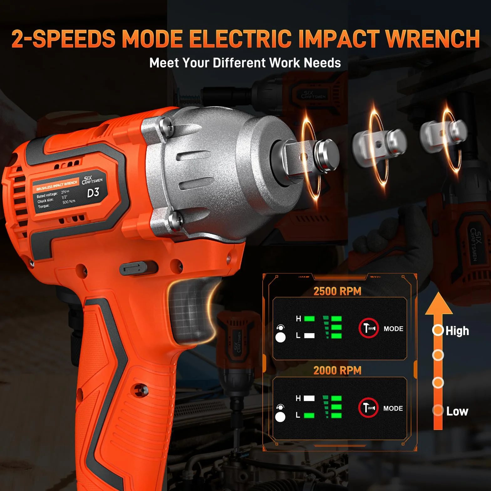 500 N.m Avvitatore a Impulsi Brushless 21V, 1/2" Avvitatore ad Impulsi, Avvitatore a Percussione con Batteria 4.0 Ah, Velocità Regolabile, Ideale per Fai da te, Mobili e Auto Leggere
