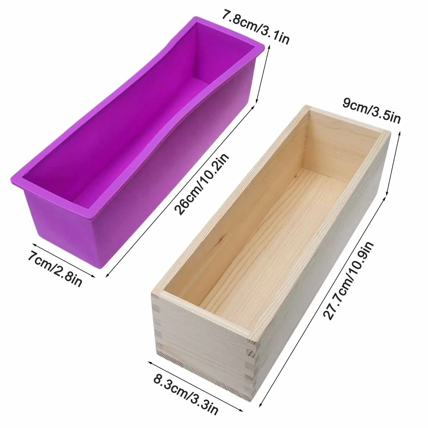 Stampo per Saponette, Stampi per Sapone Fai da Te, Legna Stampo Silicone Rettangolare, 1200ML Stampi per Sapone, Stampo Silicone Sapone Adatto per Fare Torte Pane Caramelle Cioccolatini Budini
