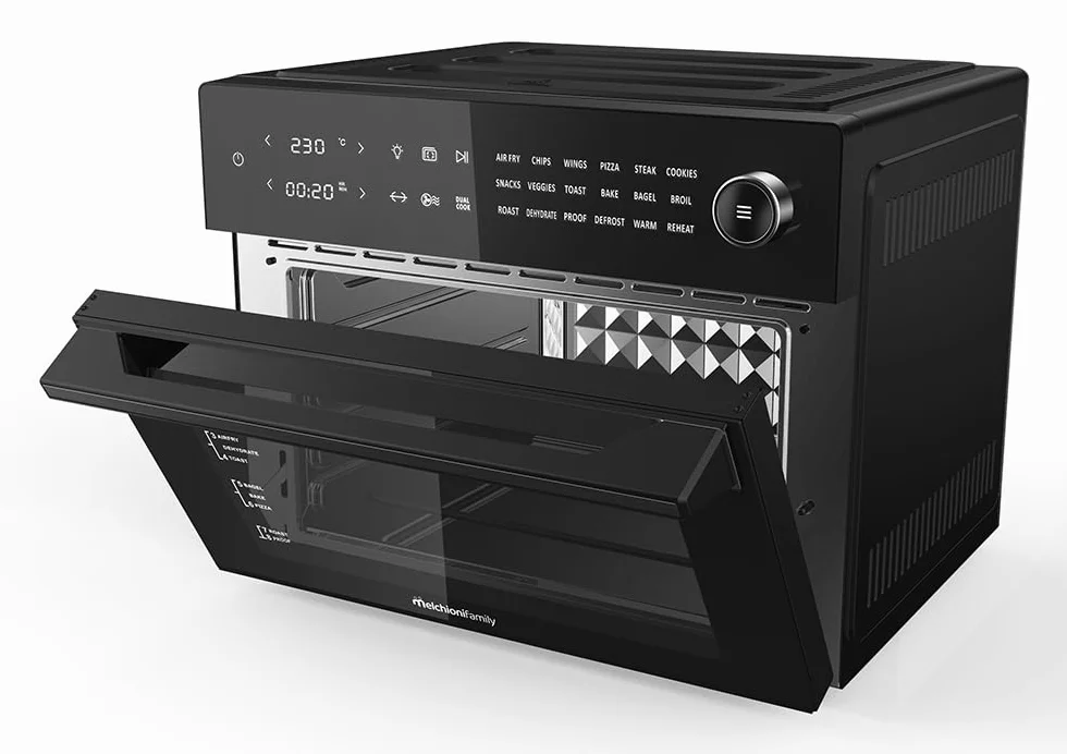 Melchioni Family Friggitrice ad Aria BENEDETTA 30 litri Display Digitale Dual Cook Air Fryer 18 Programmi 30-230° Timer 12h Nero Ricondizionato