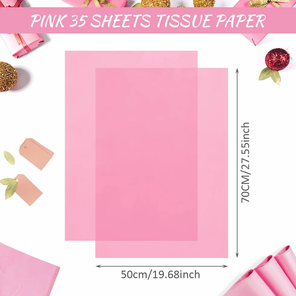 OFFCUP Carta Velina Rosa 70x50cm 35 Fogli Fai da Te Decorazioni Feste