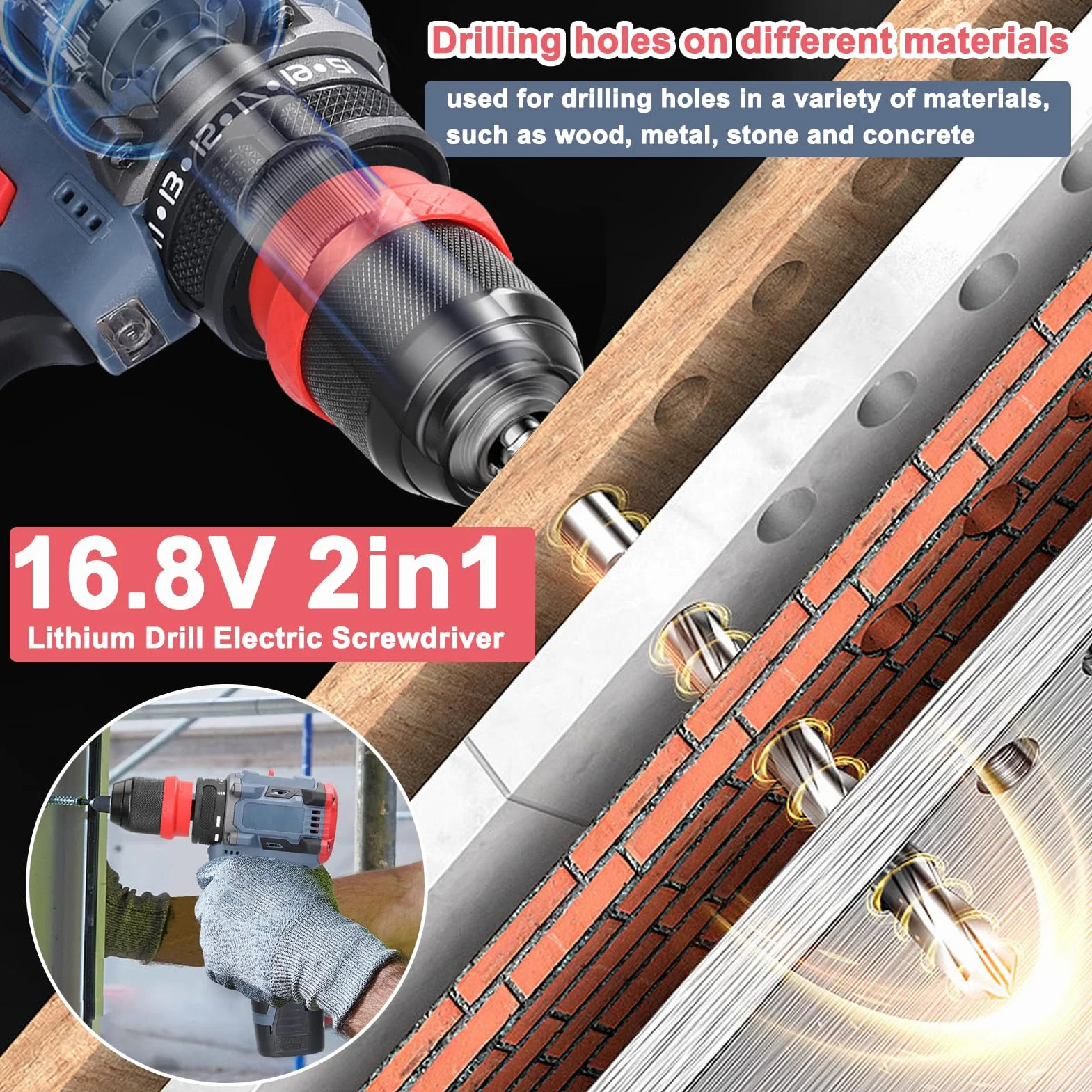 Trapano Avvitatore Batteria 21V, Weytoll 2 in 1Trapano avvitatore elettrico a batteria Motore brushless con coppia di 55 Nm