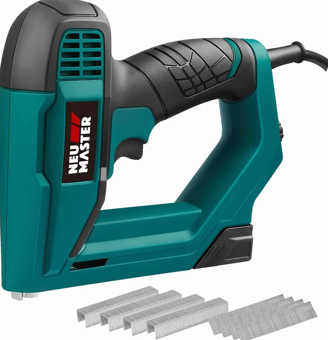 NEU MASTER Sparachiodi Elettrica, Graffettatrice/Chiodatrice Elettrica per DIY Tappezzeria Leggera/Legno/Lavori Tessili, Inclusi 400 Graffe e 200 Chiodi