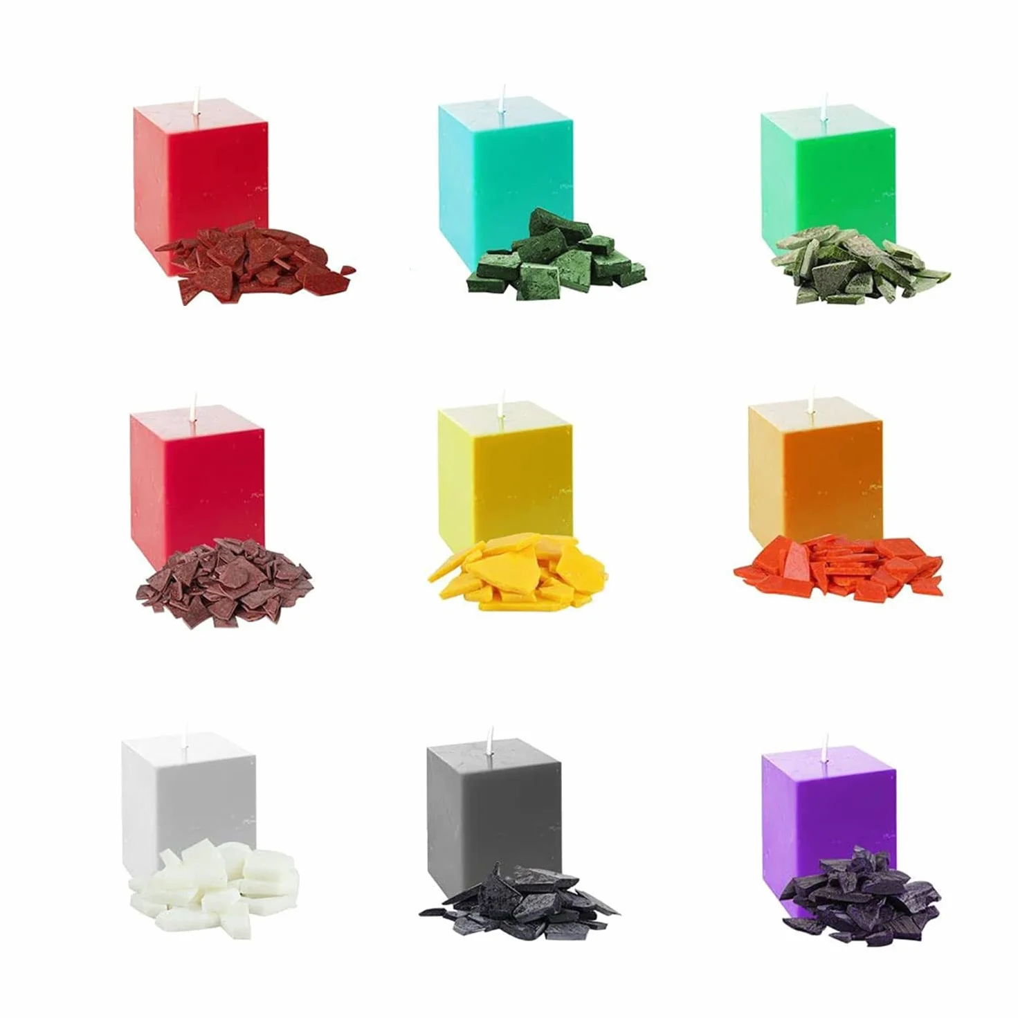 Tintura per Candela, 9 Colori Pigmento Cera, Colorante per Fabbricazione di Candele Fai da Te, Chips di Colore