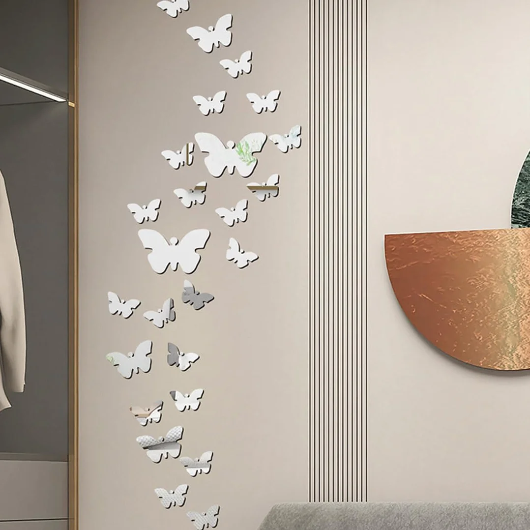 36 Pezzi Farfalle 3D Specchio Adesivi Murali Tridimensionali Acrilico Rimovibile Fai da Te Decorazione da Muro per Casa/Hotel/Salotto/Camera da Letto/Cucina/Cameretta