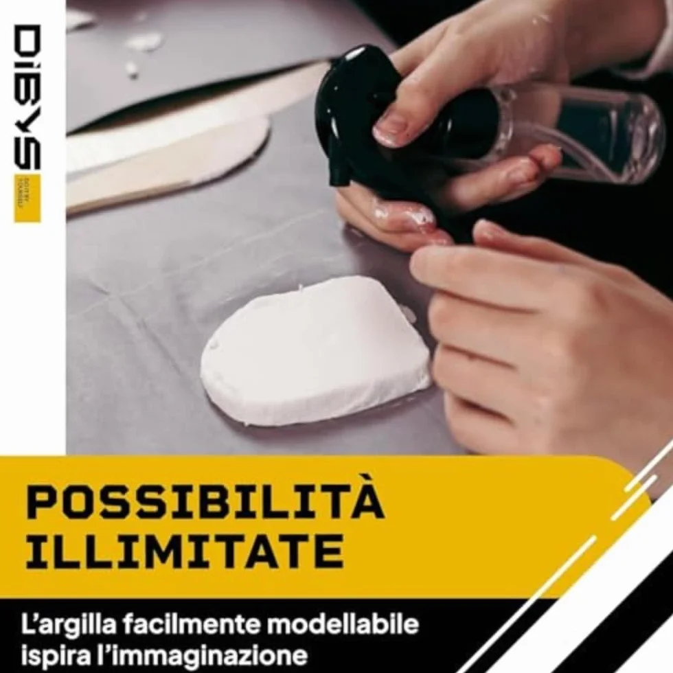 DIBYS Set di Ceramica per la Casa | Kit Completo con Argilla Autoindurente Bianca, Strumenti di Modellazione, Colori e Pennelli | Hobby Creativo Fai da Te | Idea Regalo