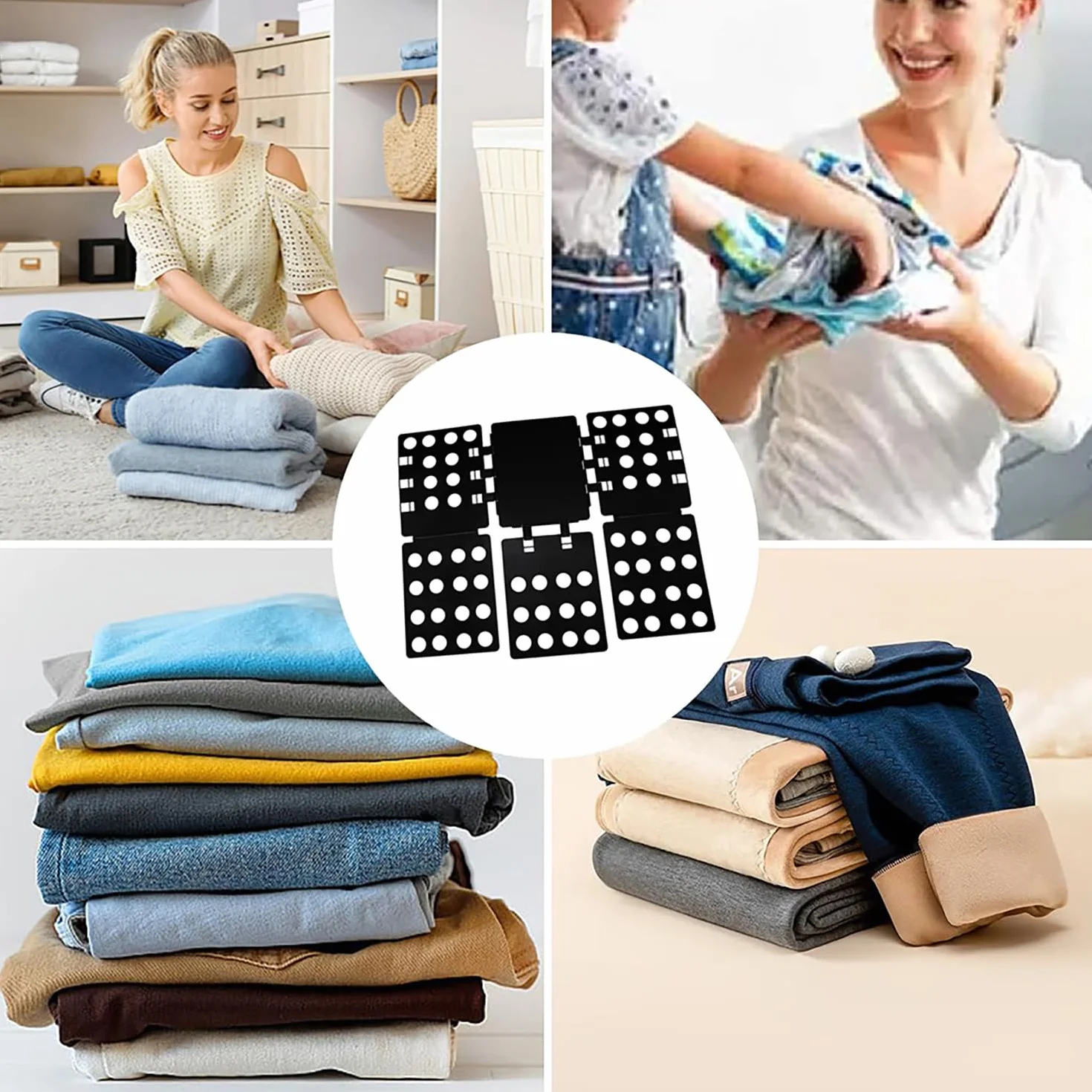 Shirene Piega Vestiti Indumenti,Camicie Cartella di Lavanderia Piega Magliette per Camicie Cartella di Lavanderia Facile e Veloce per Bambini e Adulti per Piegare Vestiti di Varie Dimensioni,Nero