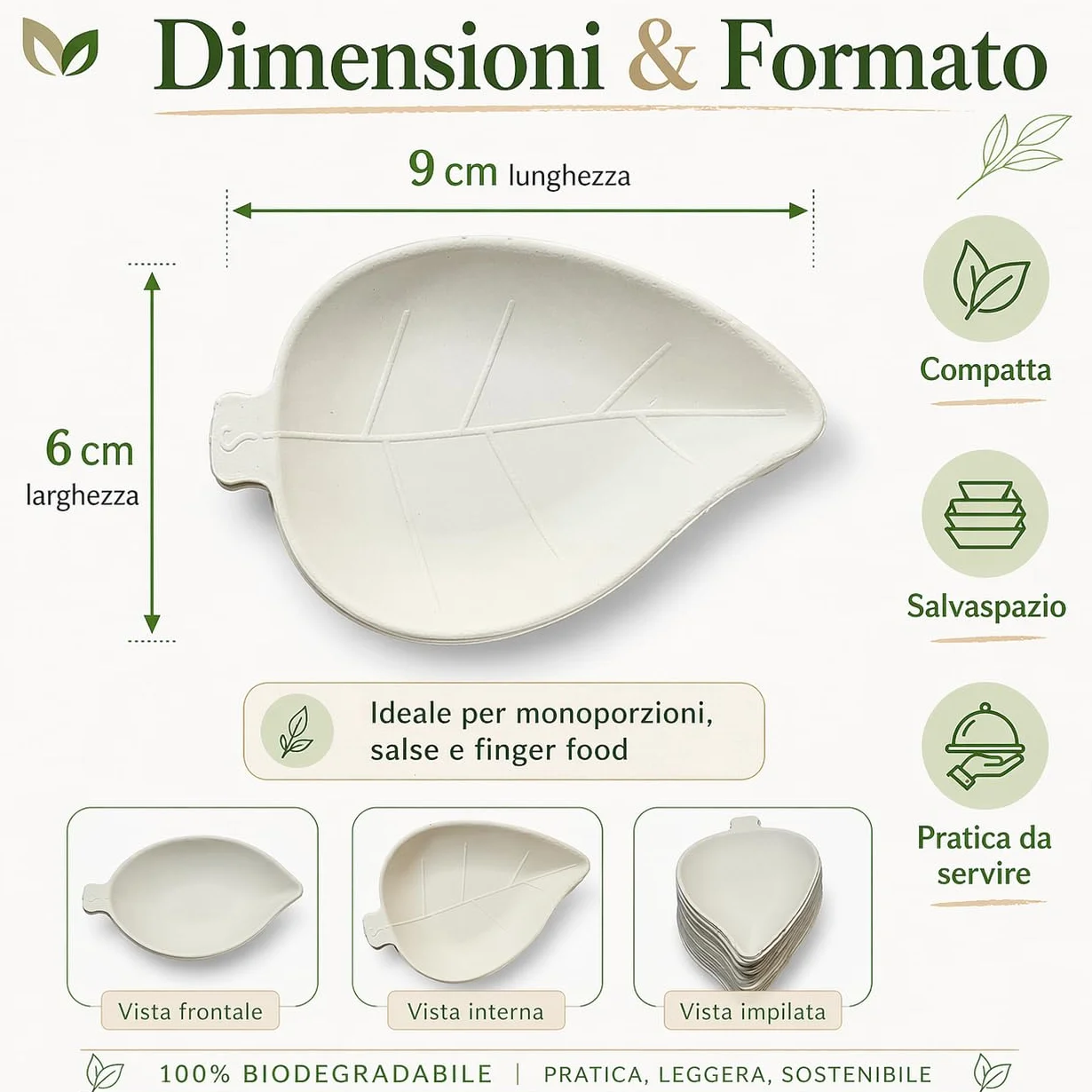 Ciotoline aperitivo usa e getta BIO vassoio finger food polpa di cellulosa