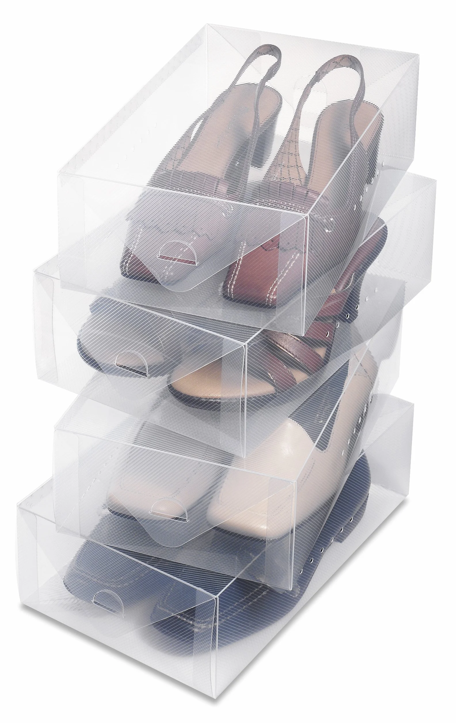 Whitmor Clear Vue - Set di 4 scatole per scarpe da donna, colore bianco, set da 4