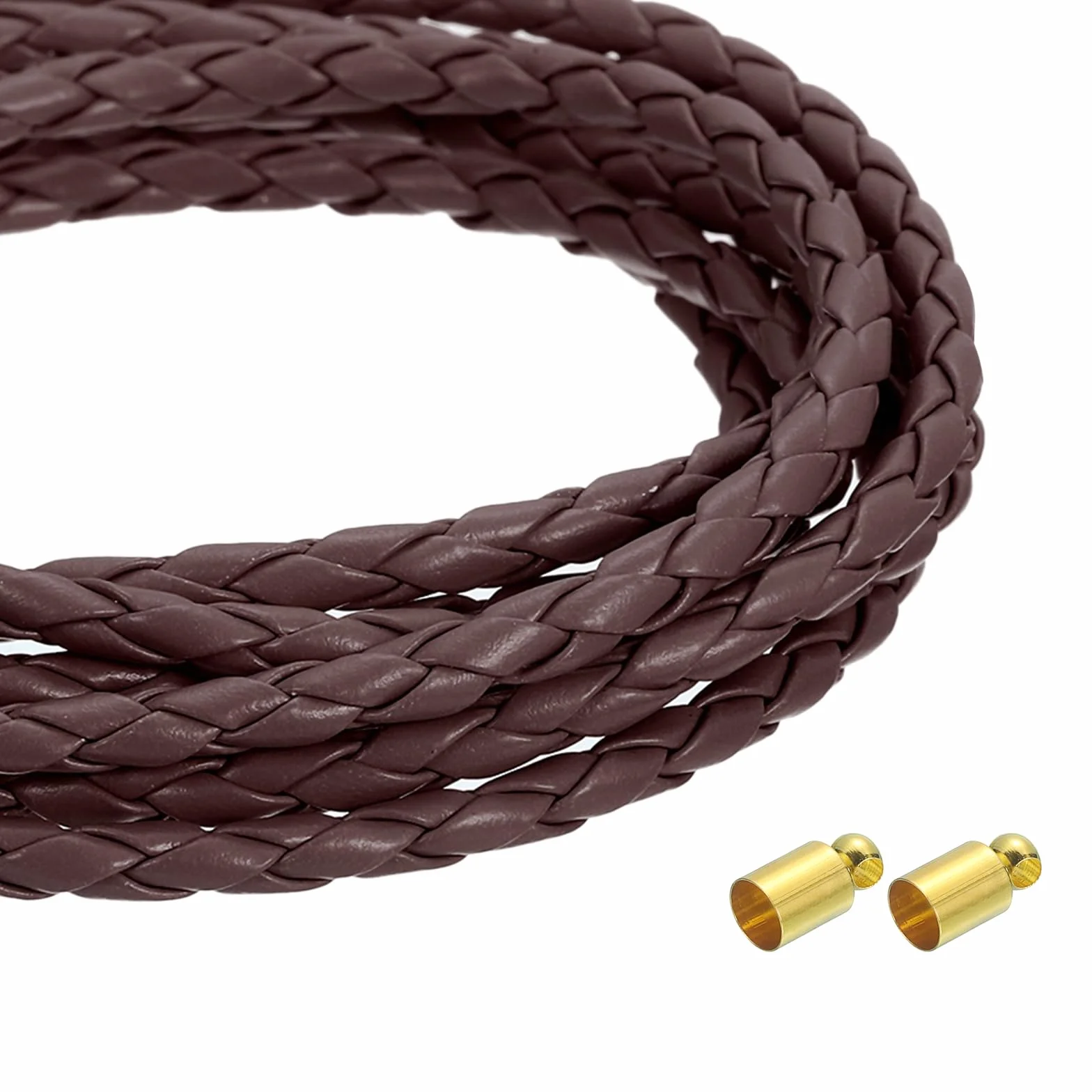 QUARKZMAN 4mm 2,19 Iarde Corda Di Cuoio Intrecciata Cintura Di Cuoio Intrecciata Autentica Corda Piegata Per Creazione Di Gioielli, Cravatta, Collane, Caffè Scuro