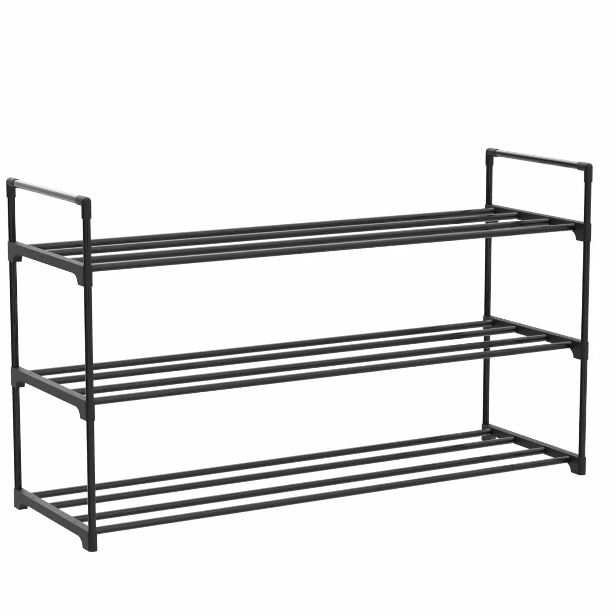 SONGMICS Scarpiera a 3 Ripiani Set di 2 Scaffale Portascarpe in Metallo Impilabile 30 x 92 x 54 cm Nero LSA06BK