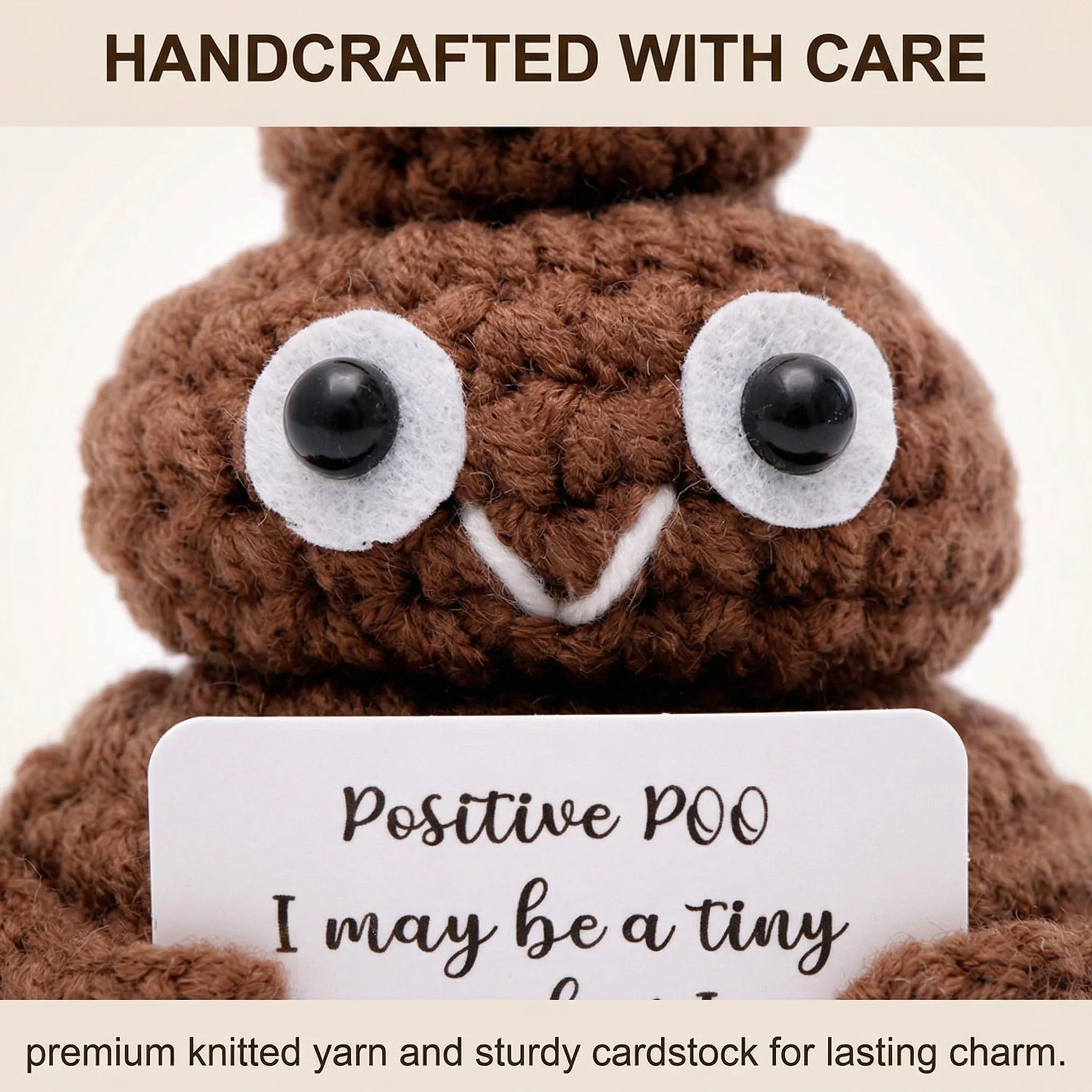 Poo Puppe con Carta di Energia Positiva, Portafortuna, Incoraggiamento, Fatto a Mano, Regalo di Compleanno, Regalo di Pronta Guarigione, Supporto Emotivo