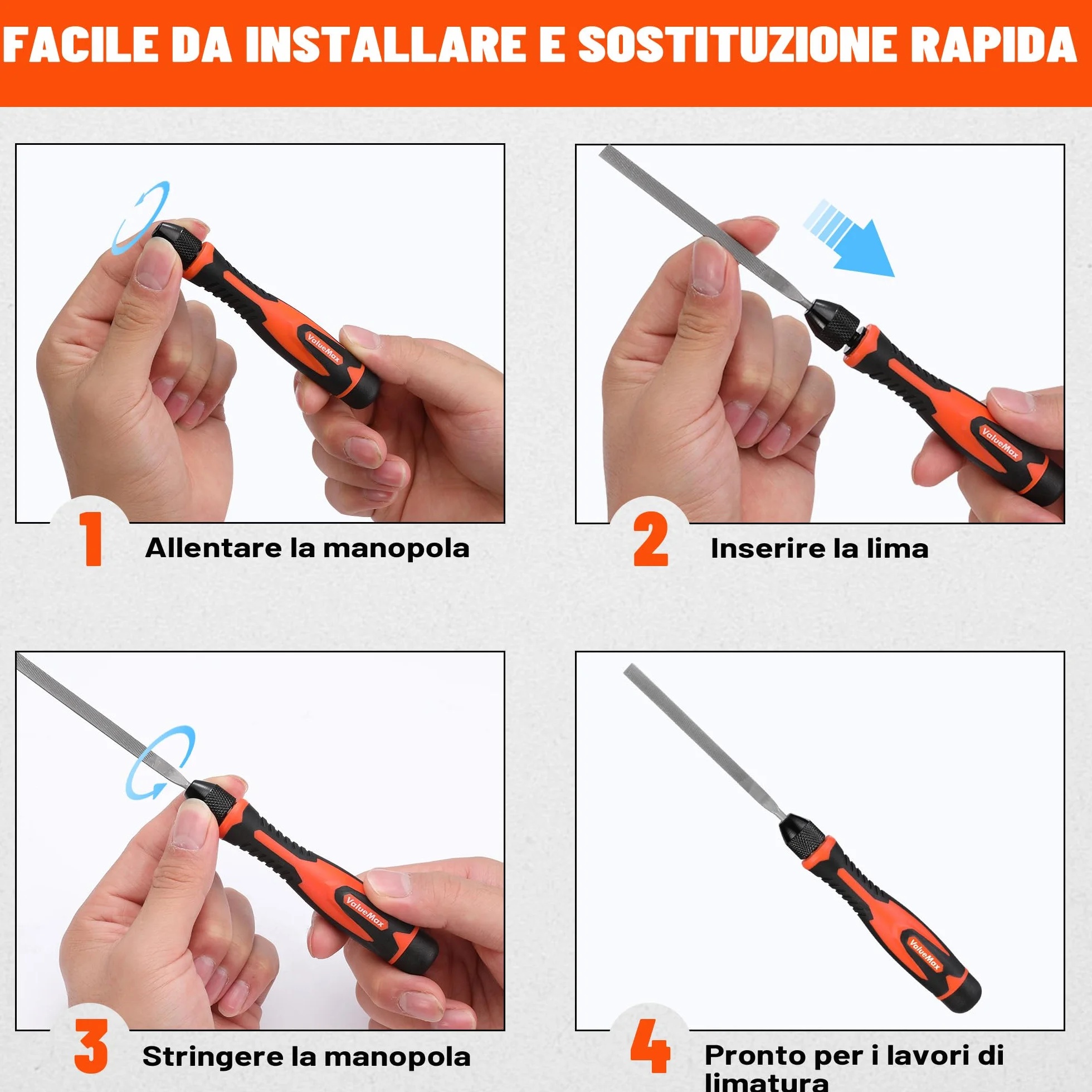 ValueMax Set Lime per Metallo da 7 Pezzi, Tondo, Mezzotondo, Triangolare, Quadrato, Piatto, Piattoe Appuntito, Mini Lima in Metallo per Limare Metallo, Legno, Plastic