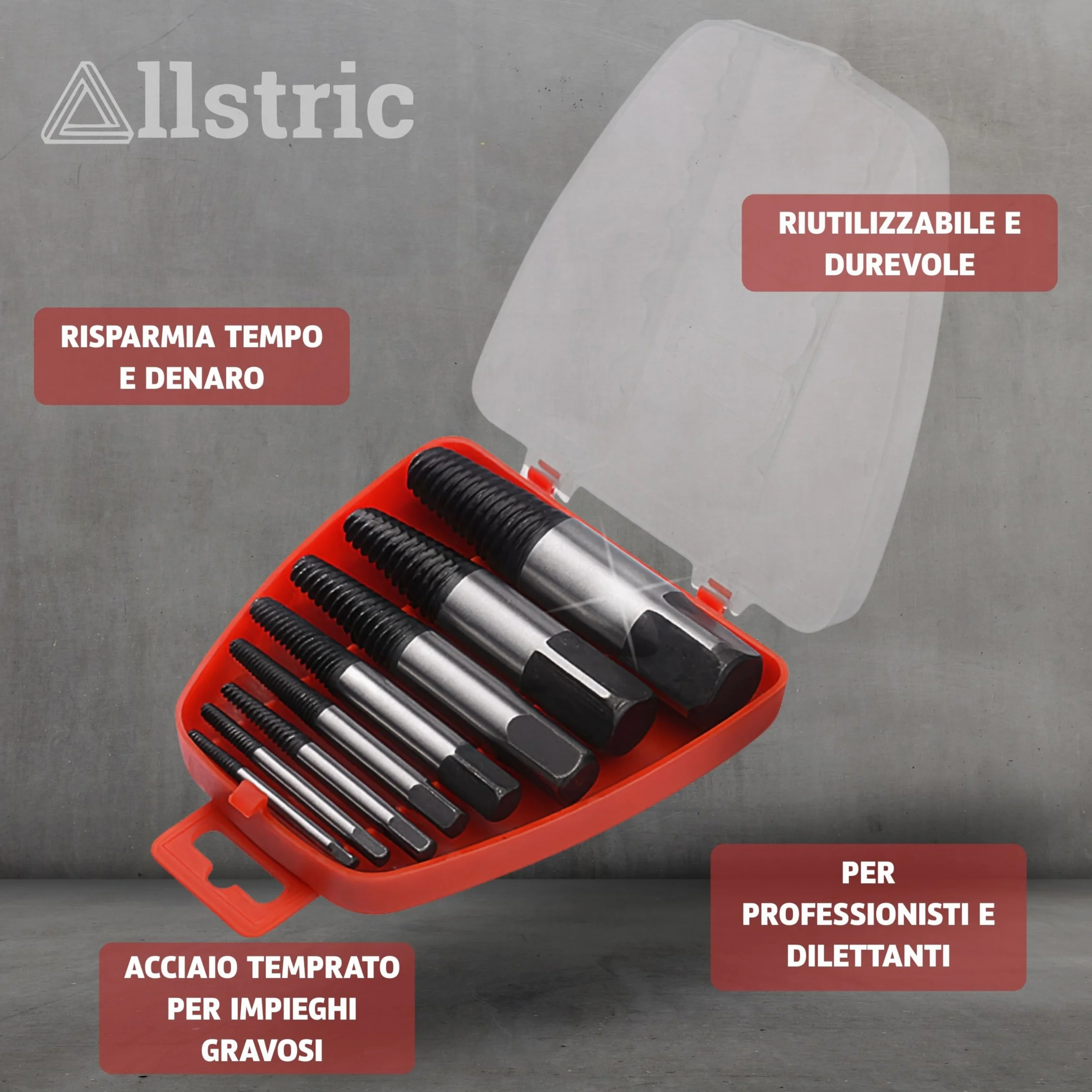 Set di 8 estrattori per viti rotte e danneggiate, estrattore di viti rotte e arrugginite, estrattore di filettature idrauliche e tubi rotti, kit professionale in acciaio temperato con