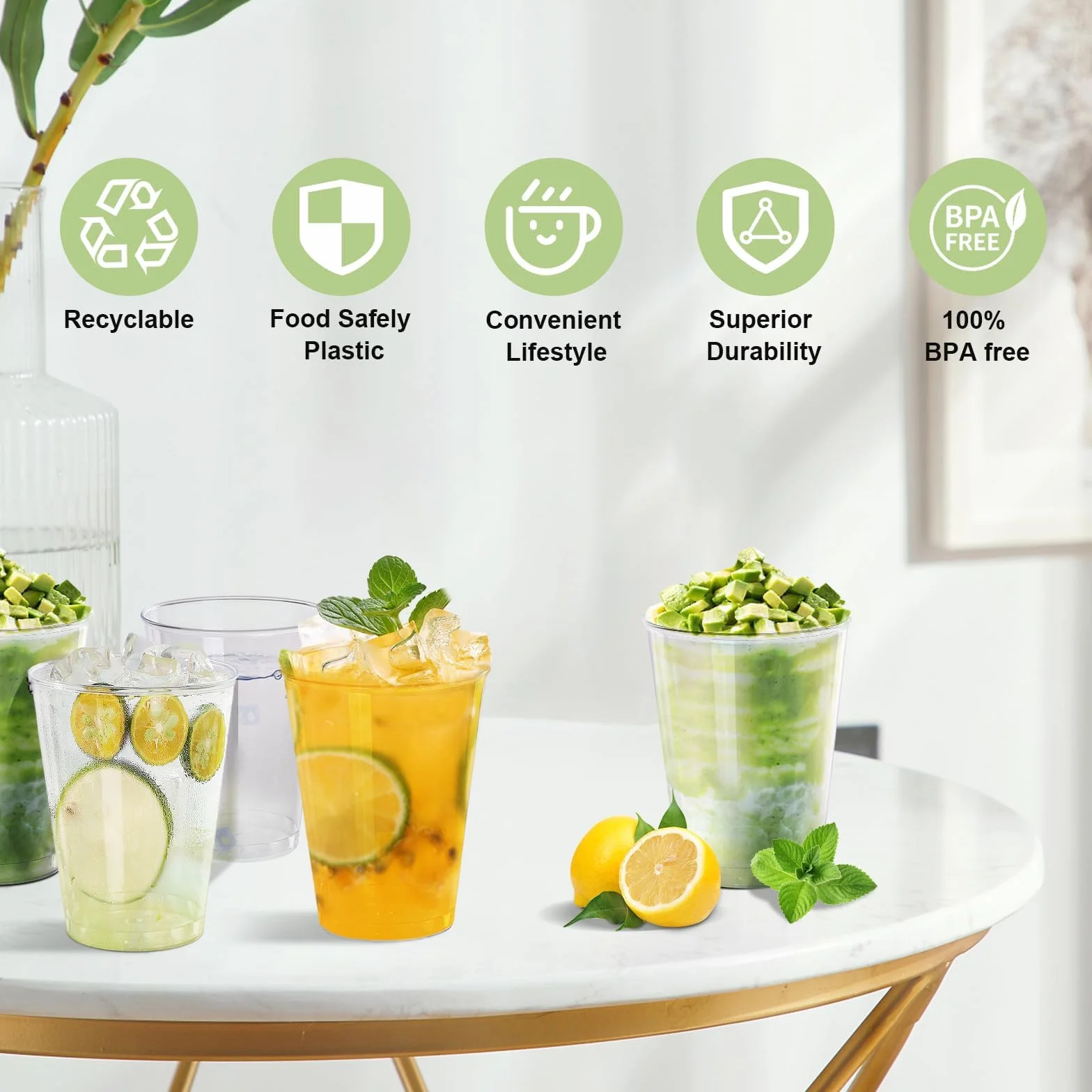 Gucass 100 Bicchieri Plastica Rigida Trasparenti 240ml, Bicchieri da Cocktail per Acqua Bevande