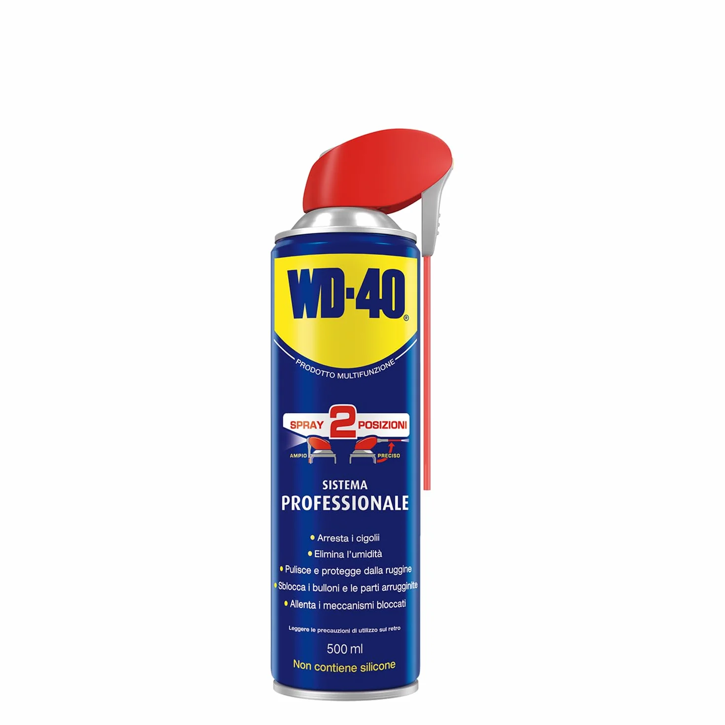 WD-40 Lubrificante Spray Multifunzione 500 ml - Sbloccante Antiruggine Idrorepellente per Metalli Plastica Gomma - Formula Professionale Senza Silicone - Casa Auto Bici Fai da Te