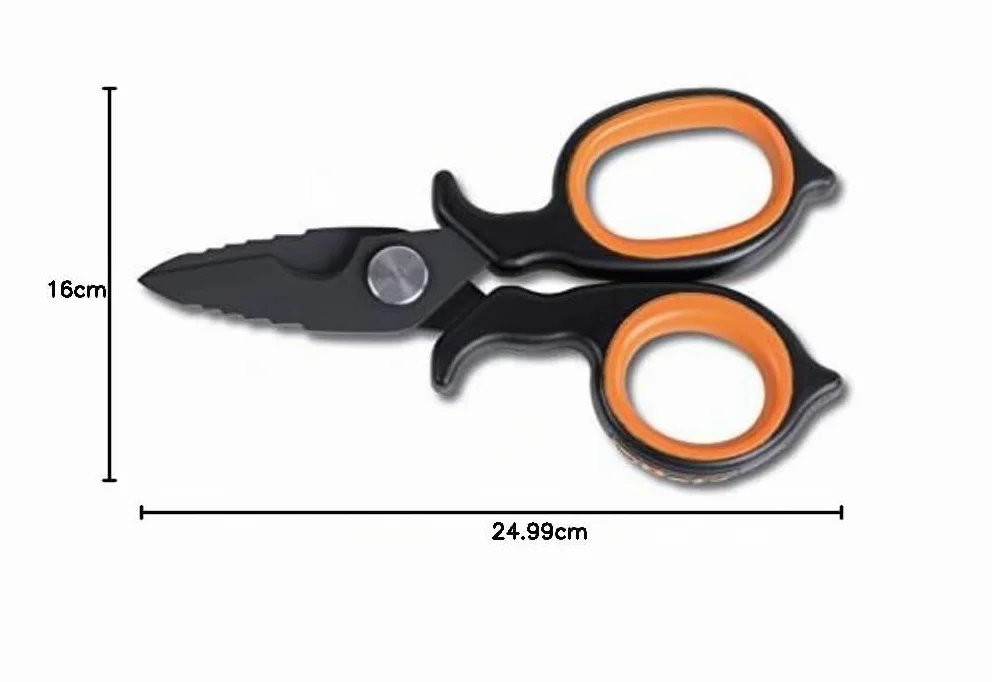 Beta 1128BAX - Forbici per elettricisti a doppio effetto, con profili a fresa in acciaio inossidabile rivestito in dlc