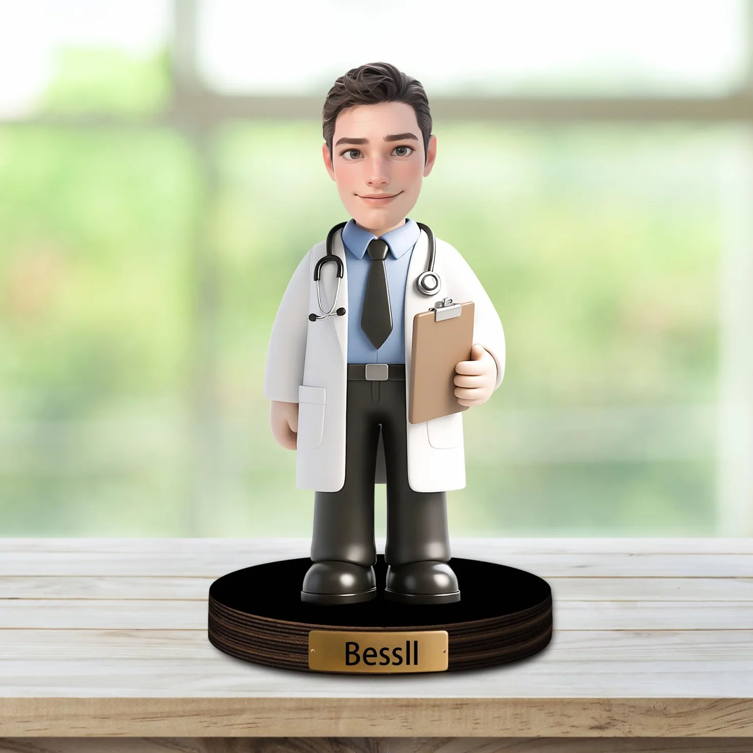 Personalizzato Medico Figurine Caricatura Ritratto Scrivania Nome Piatto Chirurgo Scrubs Scultura Ornamento Placca Acrilica Dottore Regalo Ufficio Tavolo