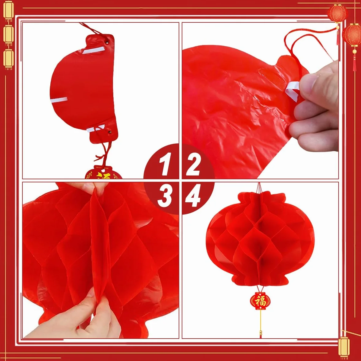 Lanterne Cinesi 20/25CM 20 Pezzi, Rosse Pieghevoli Impermeabili Decorazioni Capodanno Cinese
