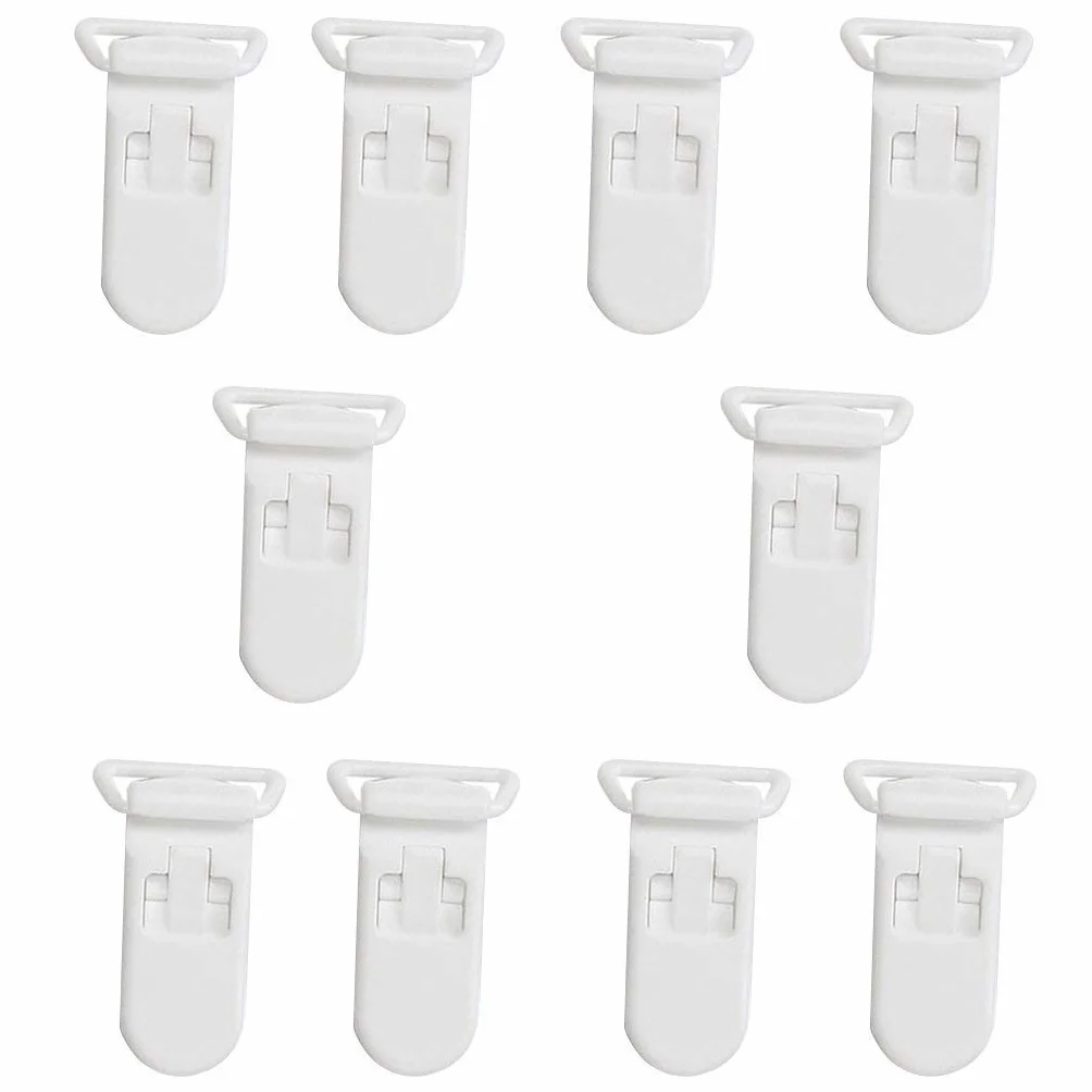 10 pezzi riutilizzabili in plastica distintivi clip per bambini manichino ciuccio clip per bambini giocattoli per artigianato bianco Durability