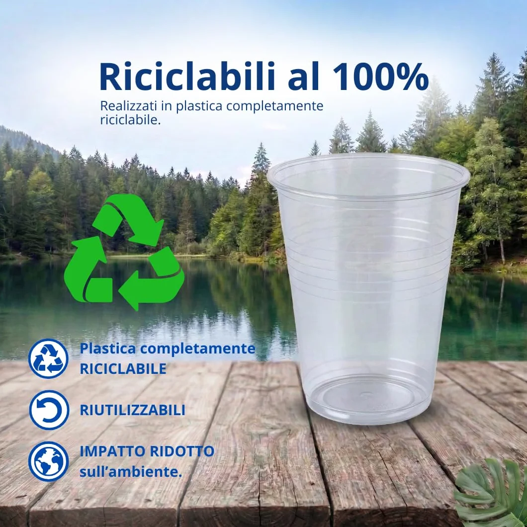 Bicchieri Plastica Trasparenti Monouso 200 ml 96 Pezzi Lavastoviglie Senza BPA Impilabili