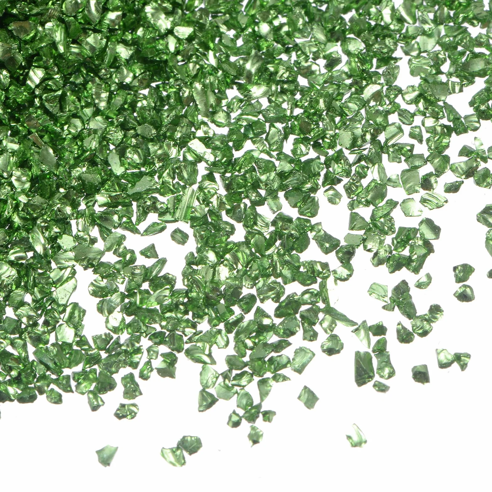 QUARKZMAN 100g Vetro Tritato 0.5-2.5mm Luccicante Elettroplaccato Schegge di Vetro Irregolari per Artigianato Decorazione Arte Resina Riempitivo per Vasi, Verde Scuro