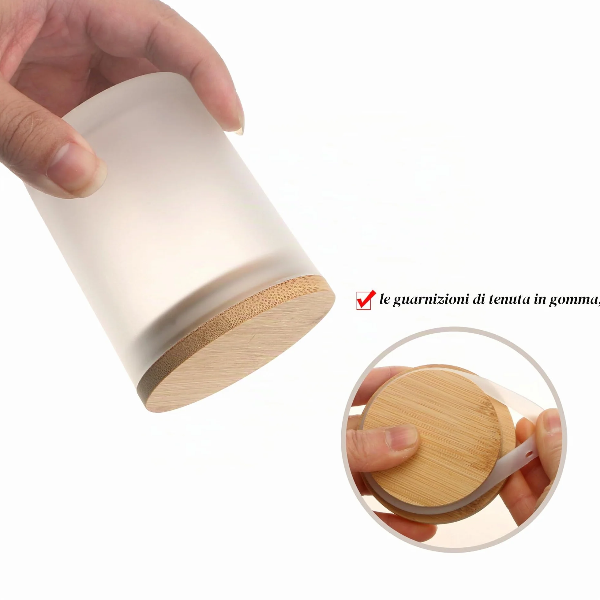 MILIVIXAY Confezione da 20 barattoli per candele in vetro spesso smerigliato da 200 ml, con coperchio, per realizzare candele, contenitori per spezie e polvere.