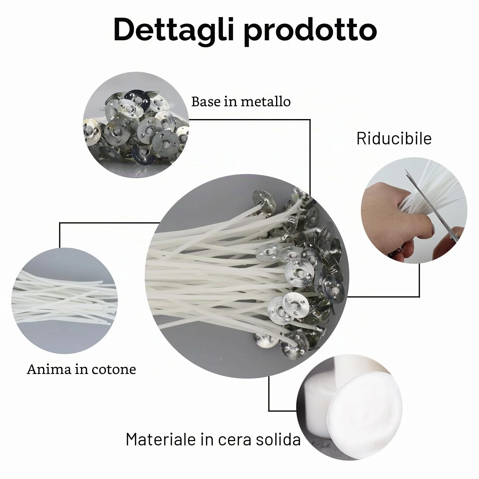 50 stoppine per candele da 10 cm, Cotton Candle Wick per la produzione di candele, fai da te