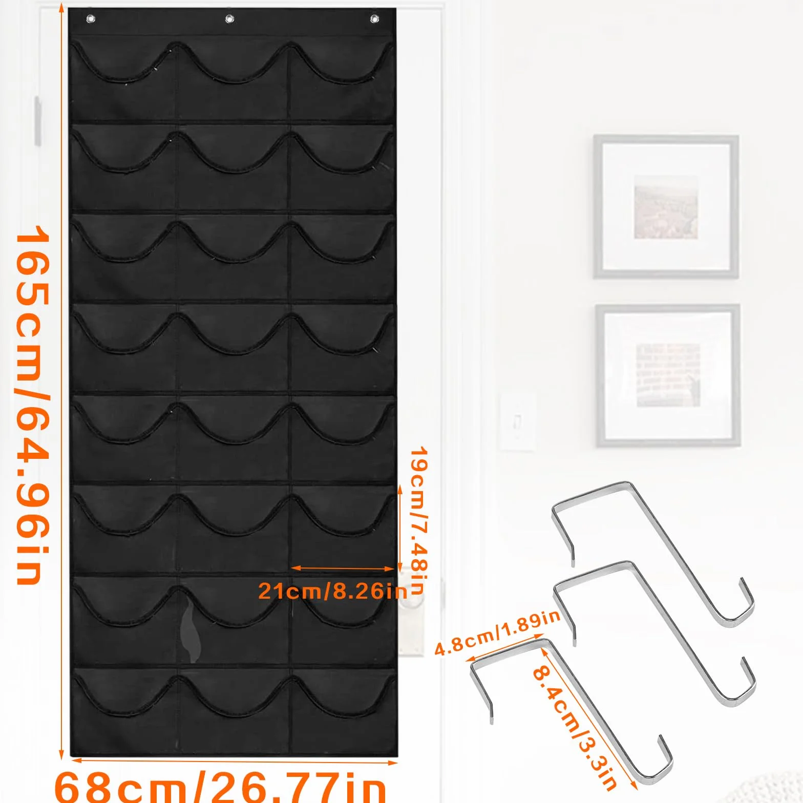 Porta Cappelli da Baseball 24 Tasche Organizer Sulla Porta Nero