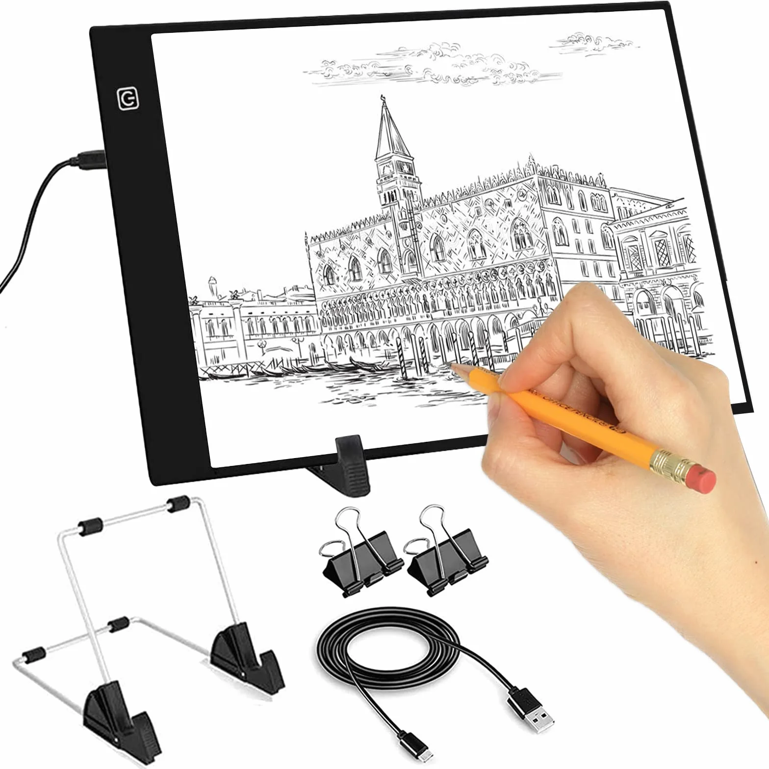 INSANYJ Tavoletta Luminosa, Light Box A4 LED Light Pad di Disegno con Cavo USB，Ultrasottile Lavagna Luminosa per disegnare Gli Artisti, Disegno, Animazione, Abbozzare, Progettazione (3-Level)