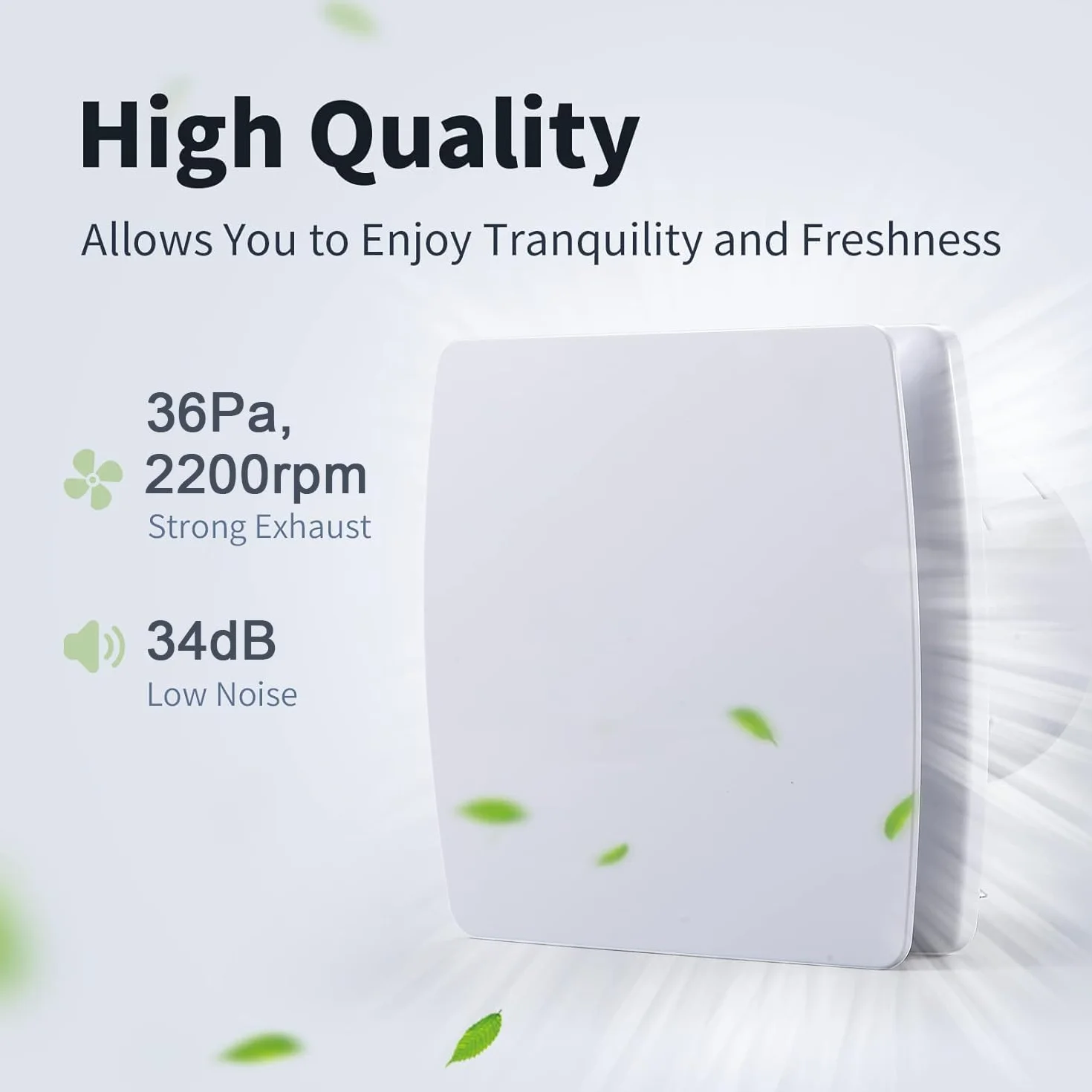 Aspiratore Bagno Silenzioso 100mm 95m³/h 34 dB IPX4 Estrattore Aria con Valvola Antiritorno