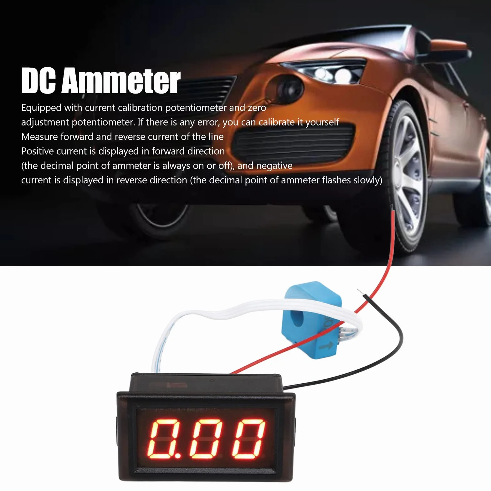 Mini Amperometro Digitale Misuratore di Corrente Amp Pannello Display a LED Amperometro con Sensore Hall LED Display Digitale 50A Misuratore di Corrente Ad Alta Precisione