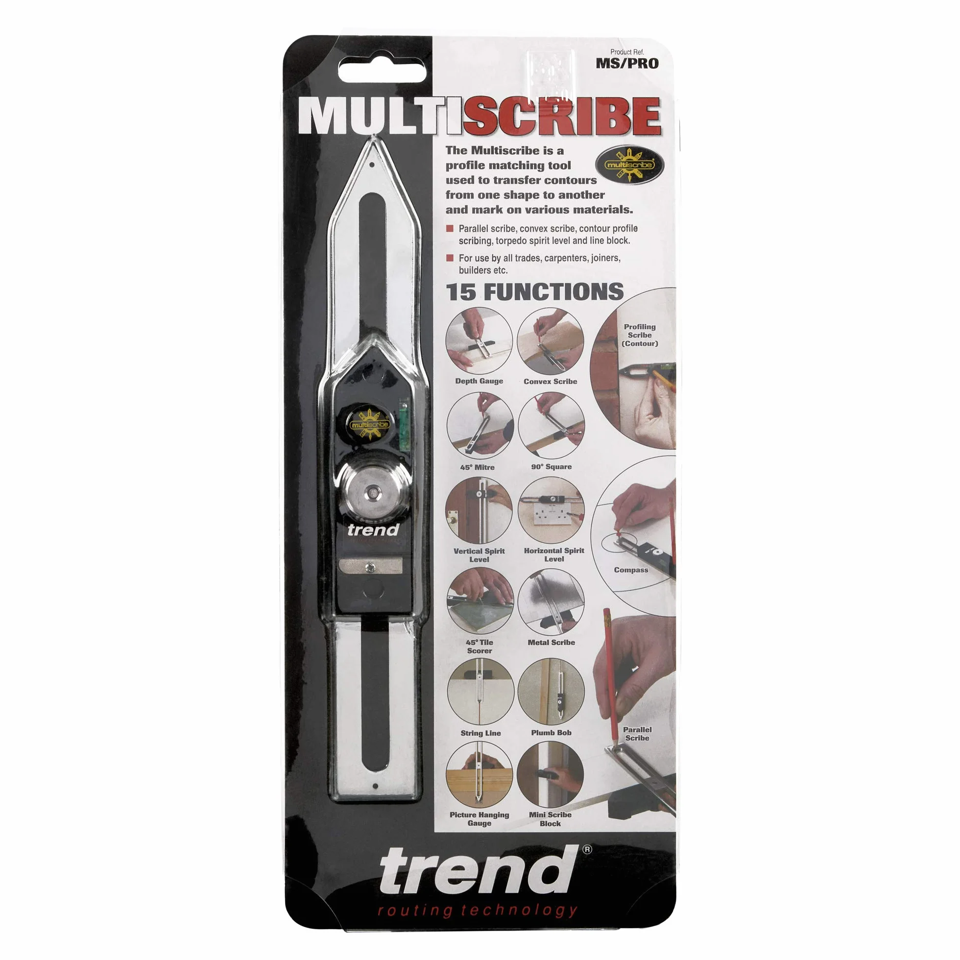 Trend Multitraccia Pro, strumento di tracciatura multifunzione, per tracciare curve interne ed esterne, marcare linee parallele, MS/PRO