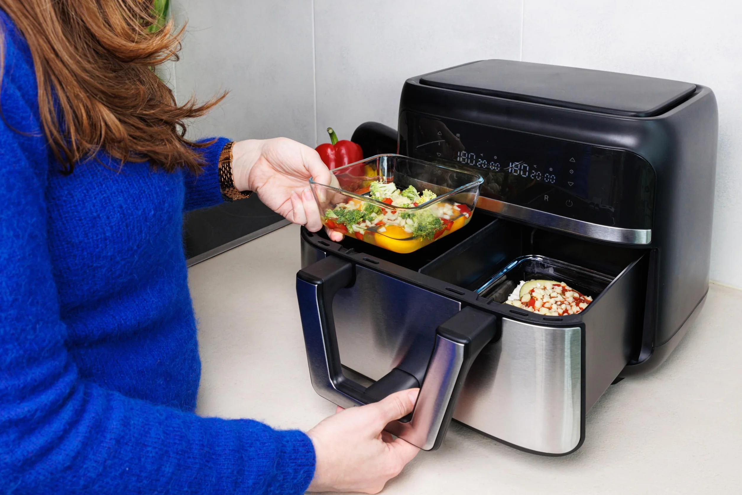 Pyrex Plat Air Fryer Carré Verre Borosilicate 25 x 22 cm