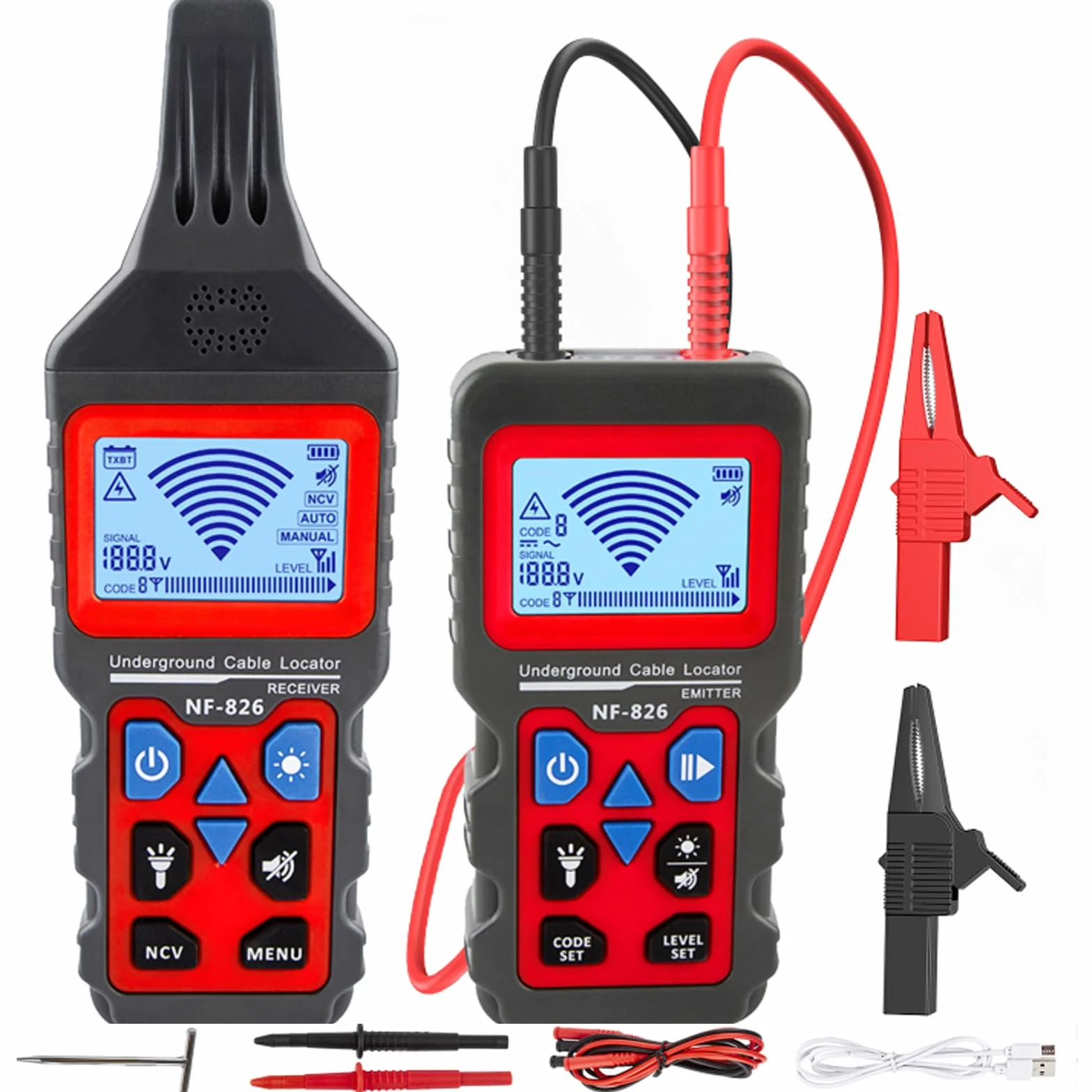 NOYAFA NF-826 Rivelatore Sotterraneo Localizzatore, Tracciatore di Cavi e Circuiti, Rilevatore Cavi Muro e Interrati, Sensibilità Regolabile, Wire Tracer per Casa, Giardino, Elettricisti