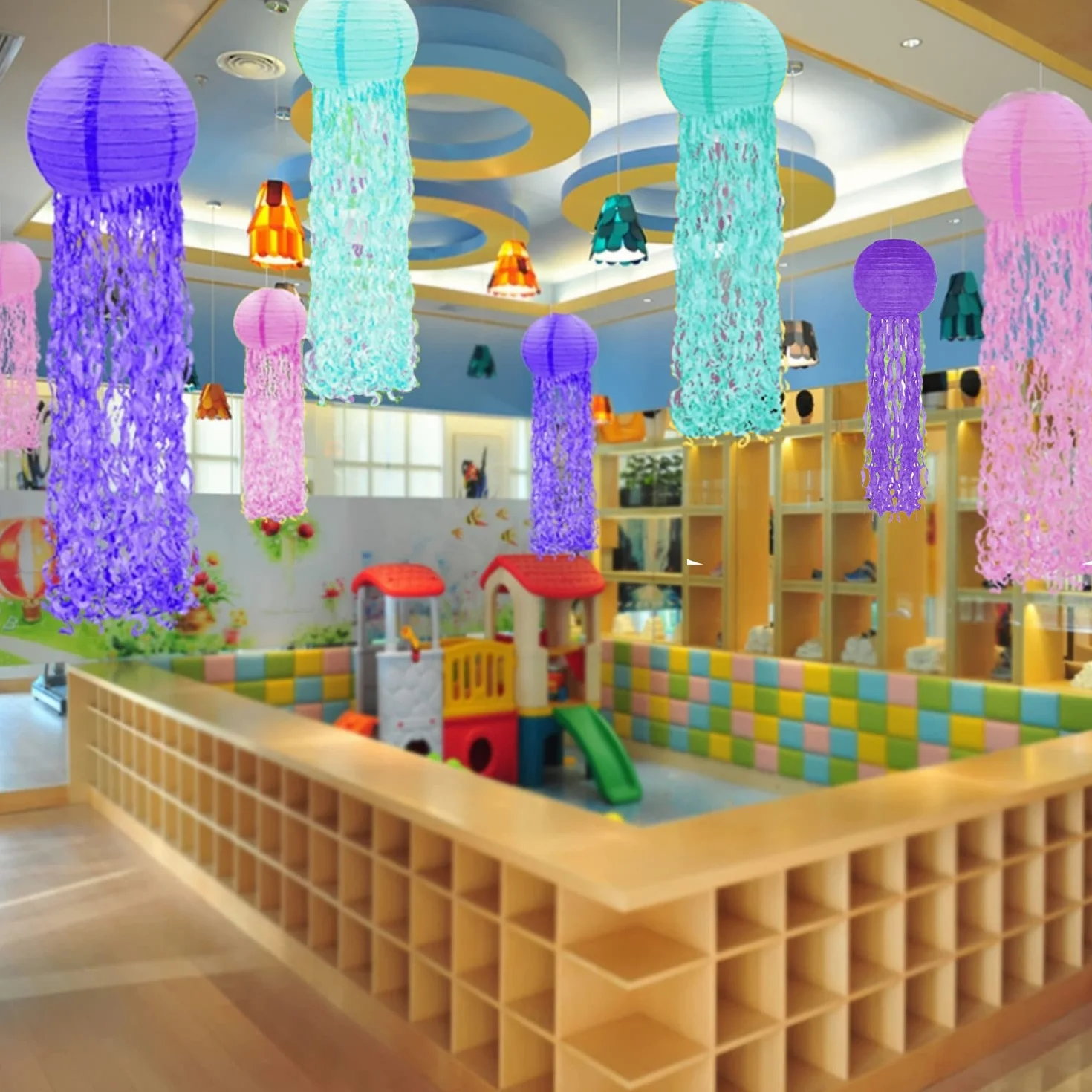 Lanterne di Carta Jellyfish,6 Pezzi Lanterne di Carta Colori da Appendere a Sirena, Decorazioni per Feste di Compleanno Sotto il Mare per Matrimoni Giardino Festa di Compleanno Famiglia Riunioni(Rosa)