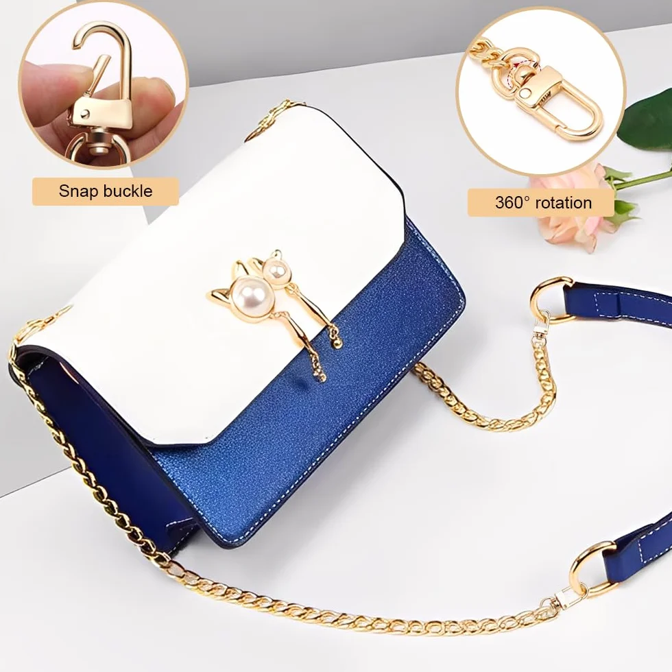 4 Pezzi Tracolla Catena per Borsa 40/60/100/120 CM,Catena Borsa Uncinetto Oro,Bag Chain Strap,Catenella Ricambio per Borse A Spalla,Catenella Dorata per Borsetta,Manici per Borse Metallo