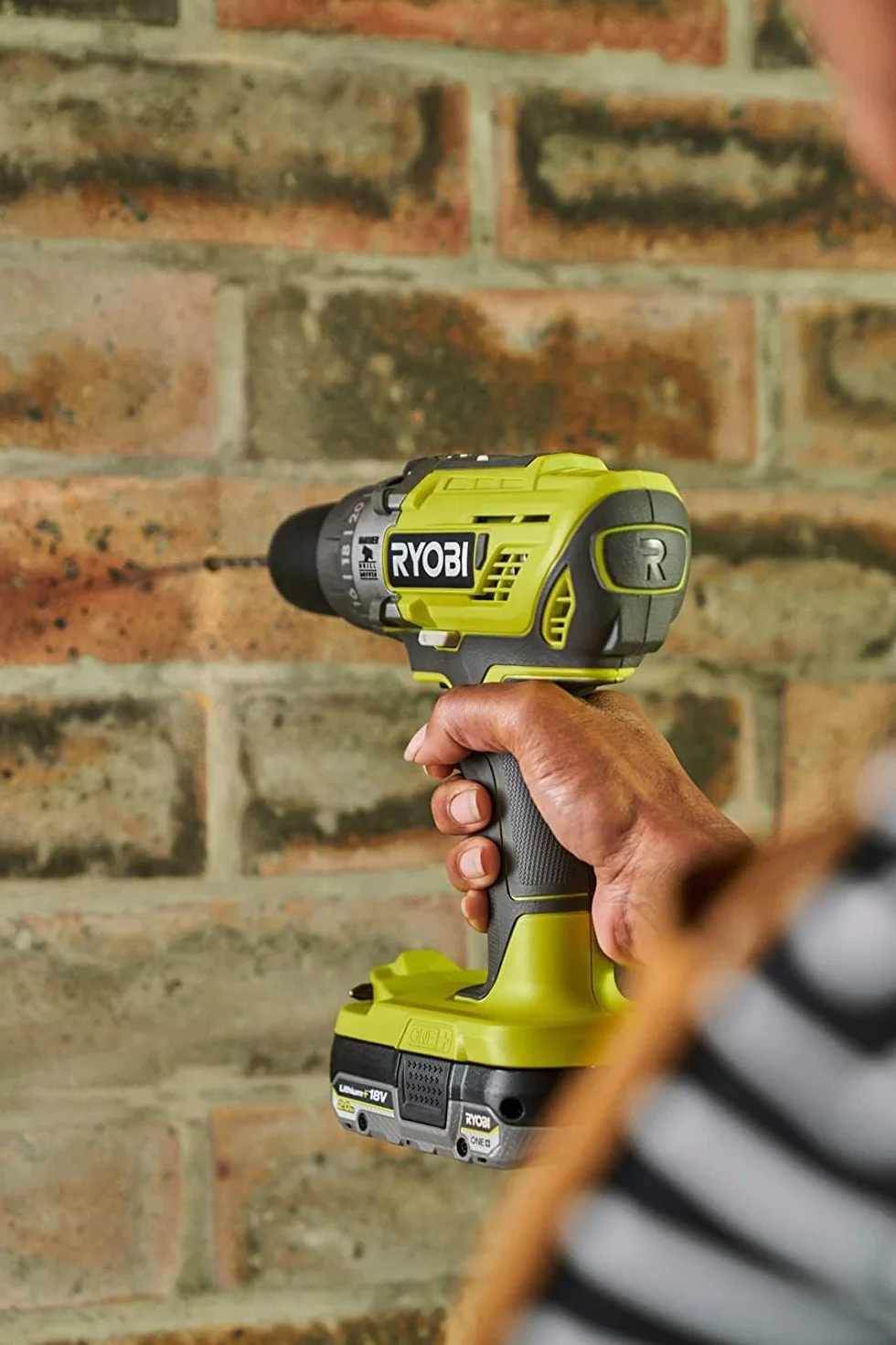 Ryobi R18PD3-0 Trapano Avvitatore a Percussione a Batteria 18V ONE+, Batteria non Inclusa, con Luce LED, 2 Velocità, per Legno, Metallo e Muratura