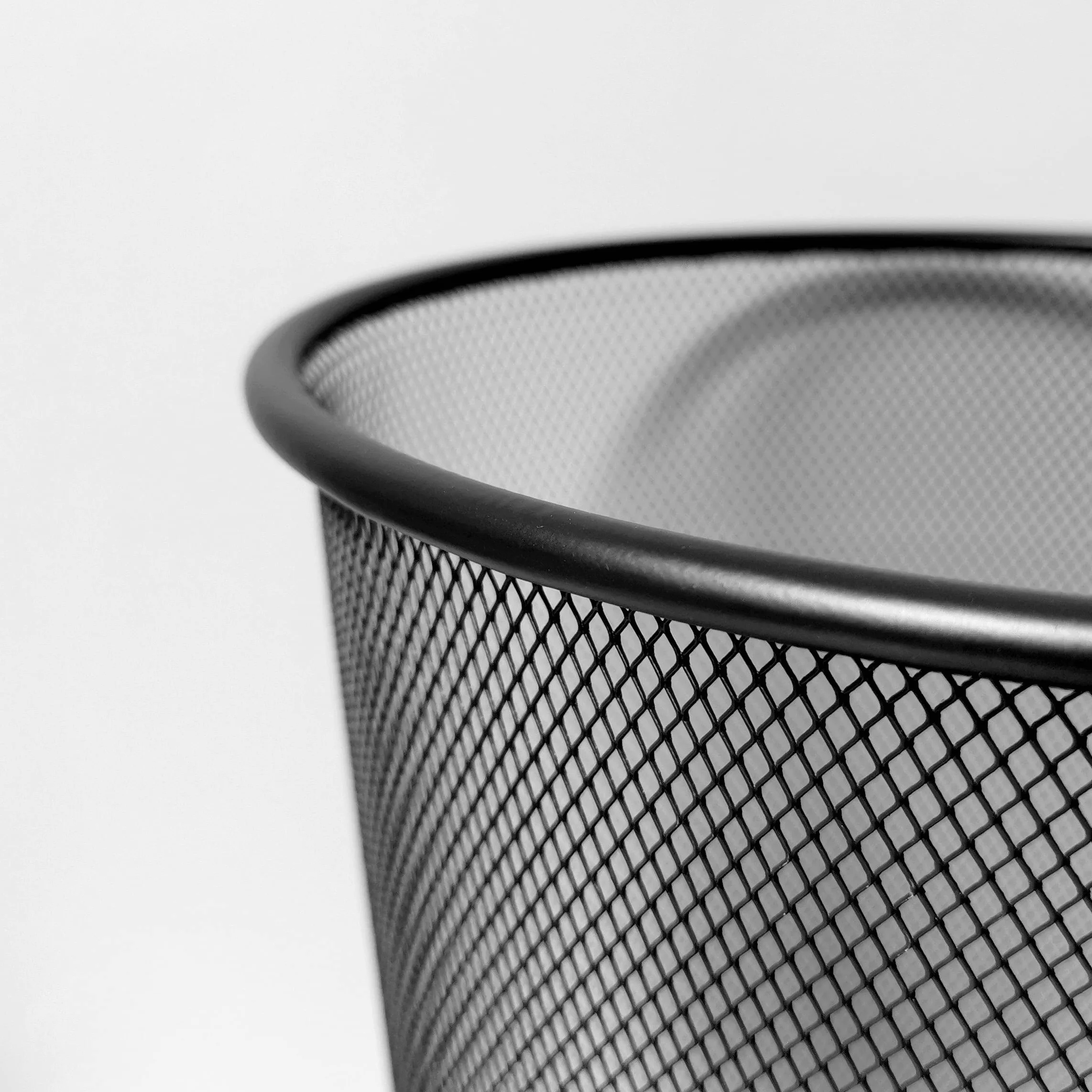D.RECT Cestino per la Carta XXL | 19L, 27x28cm, Forma Circolare | In Rete| Cestino Gettacarte Metallo| Cestino Carta Ufficio | Nero