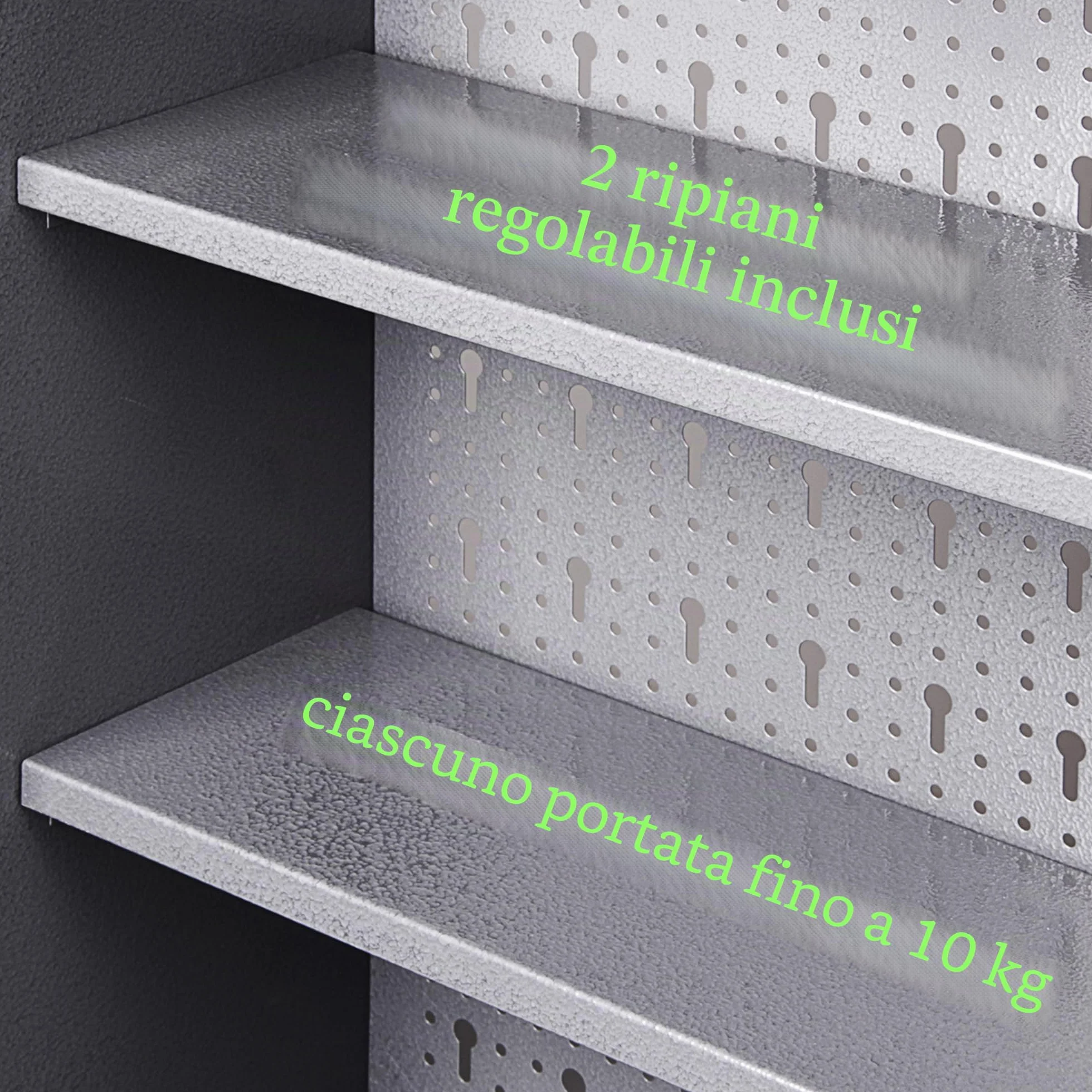 Ondis24, armadio da parete in metallo, armadio per utensili chiudibile, grigio nero, 120 cm - Kurt