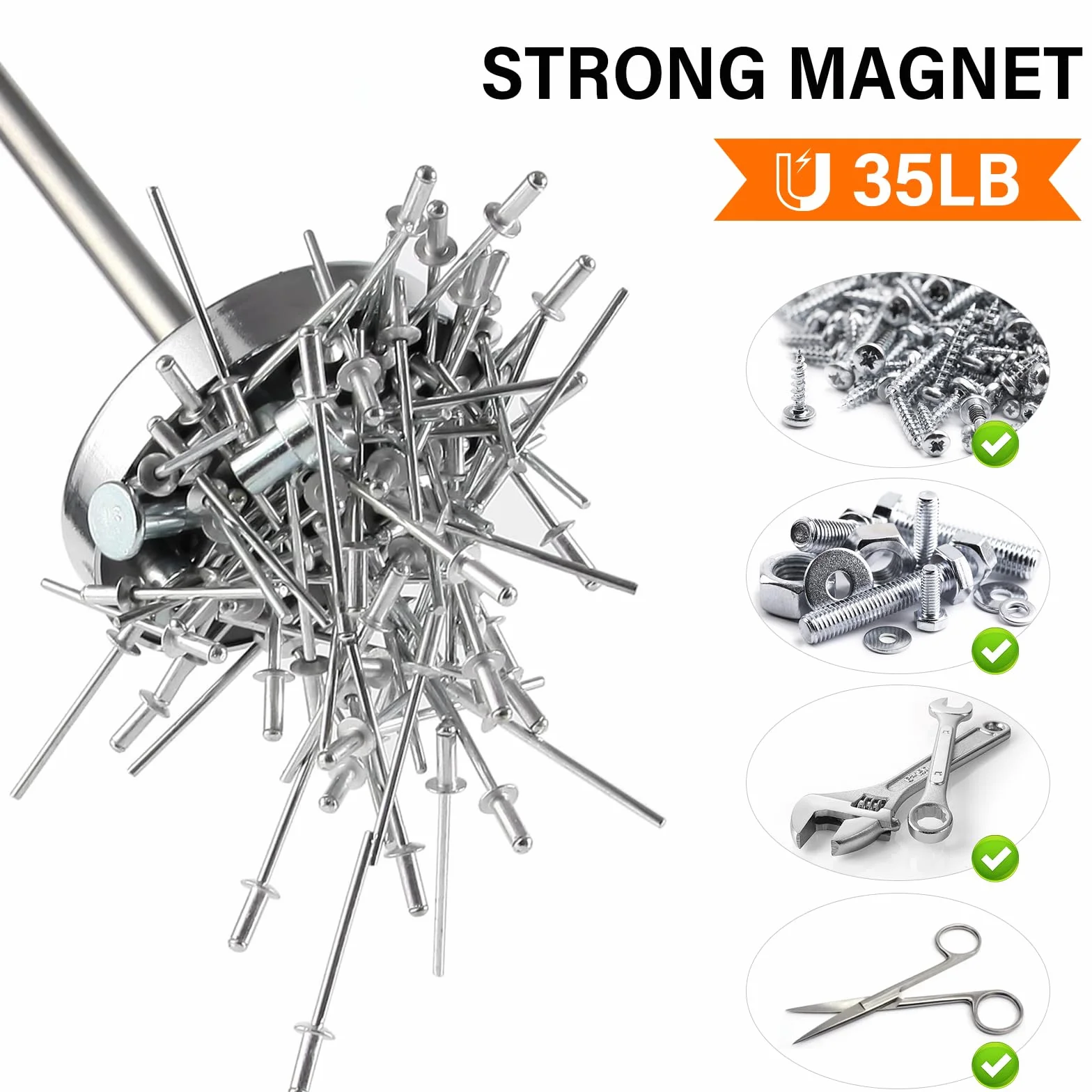 Asta Telescopica Magnetica, cciaio Inossidabile Calamita Telescopica, Strumento di Raccolta Magnetico Estensibile, Strumento Magnetico per Pickup per Chiavi Monete Viti Parti Metalliche