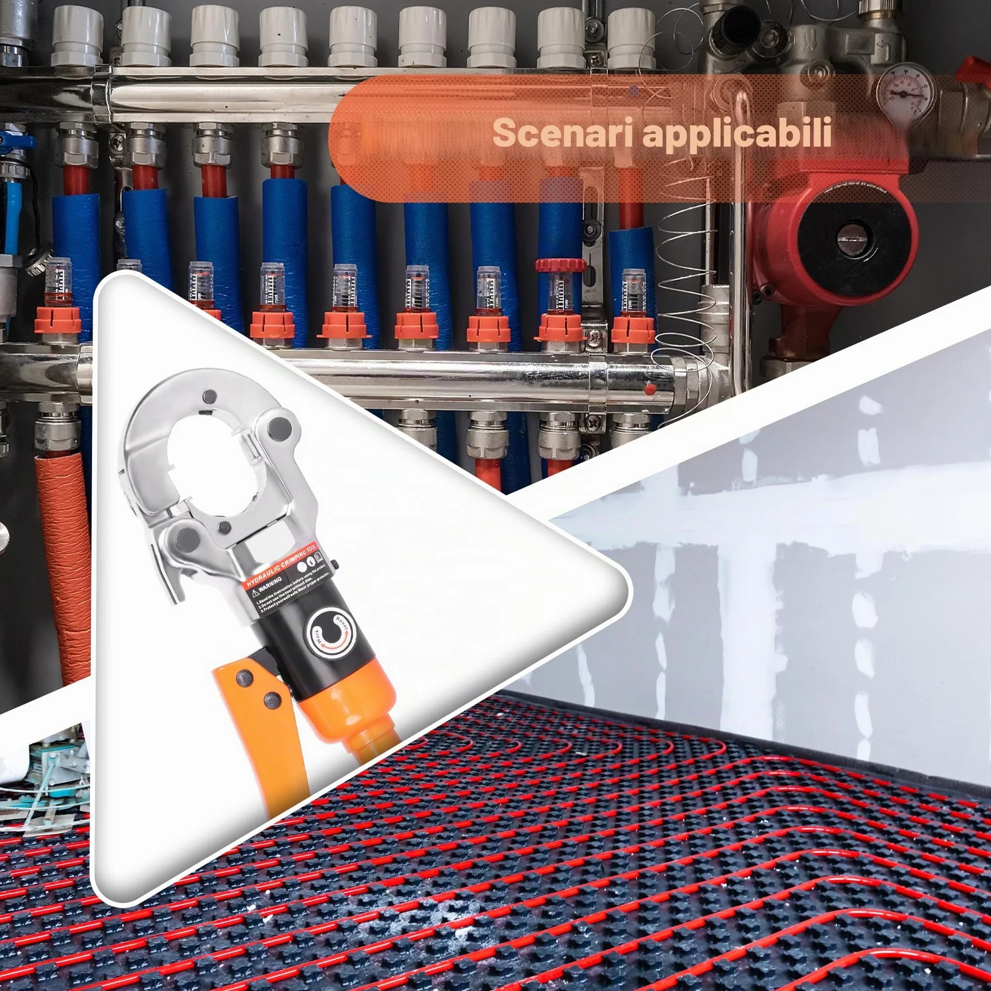 AMZCNC Pinza a pressa professionale con profilo TH, 16-20-26-32, set di utensili a pressione con testa girevole a 360°, per tubi compositi con raccordi del contorno TH, TH26, TH32 con