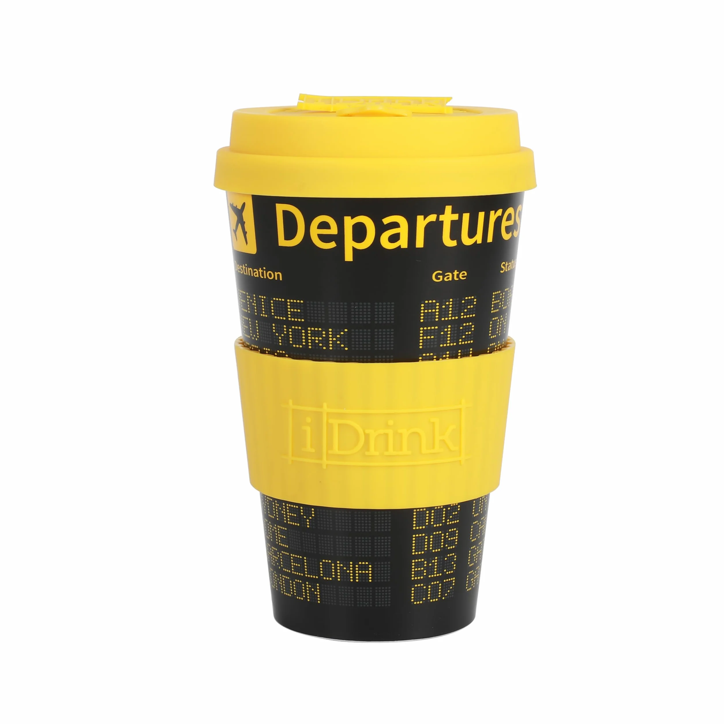Tazza in RPET per Caffé 435 ml con Tappo in Silicone Apribile, Mug Takeaway Plastica Riciclata 8.7 x 8.7 x 15 cm