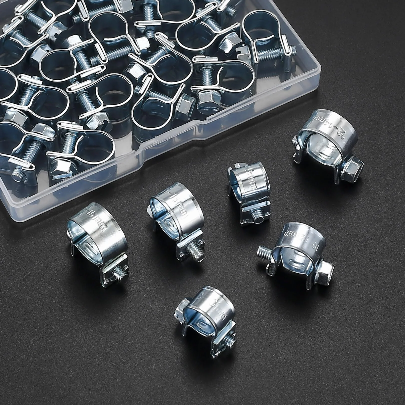 20 Pz Morsetti per Tubi Flessibili, Morsetti per Tubo ad Iniezione di Carburante, Mini Fascette Stringitubo Clip in Acciaio Inossidabile per Fissaggio di Tubo Benzina - 12-14 mm