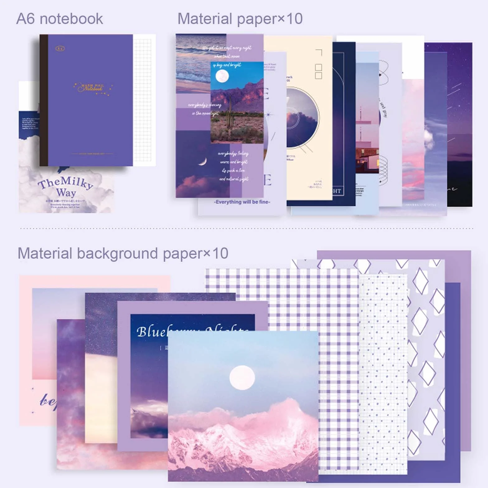 Zimoer Set di Accessori per Scrapbookking Estetico, Scrapbook Set di accessori estetici Bullet Journal con griglia A6, Bullet Junk Journal Set per Scrapbook Journaling, regalo DIY per ragazze e donne