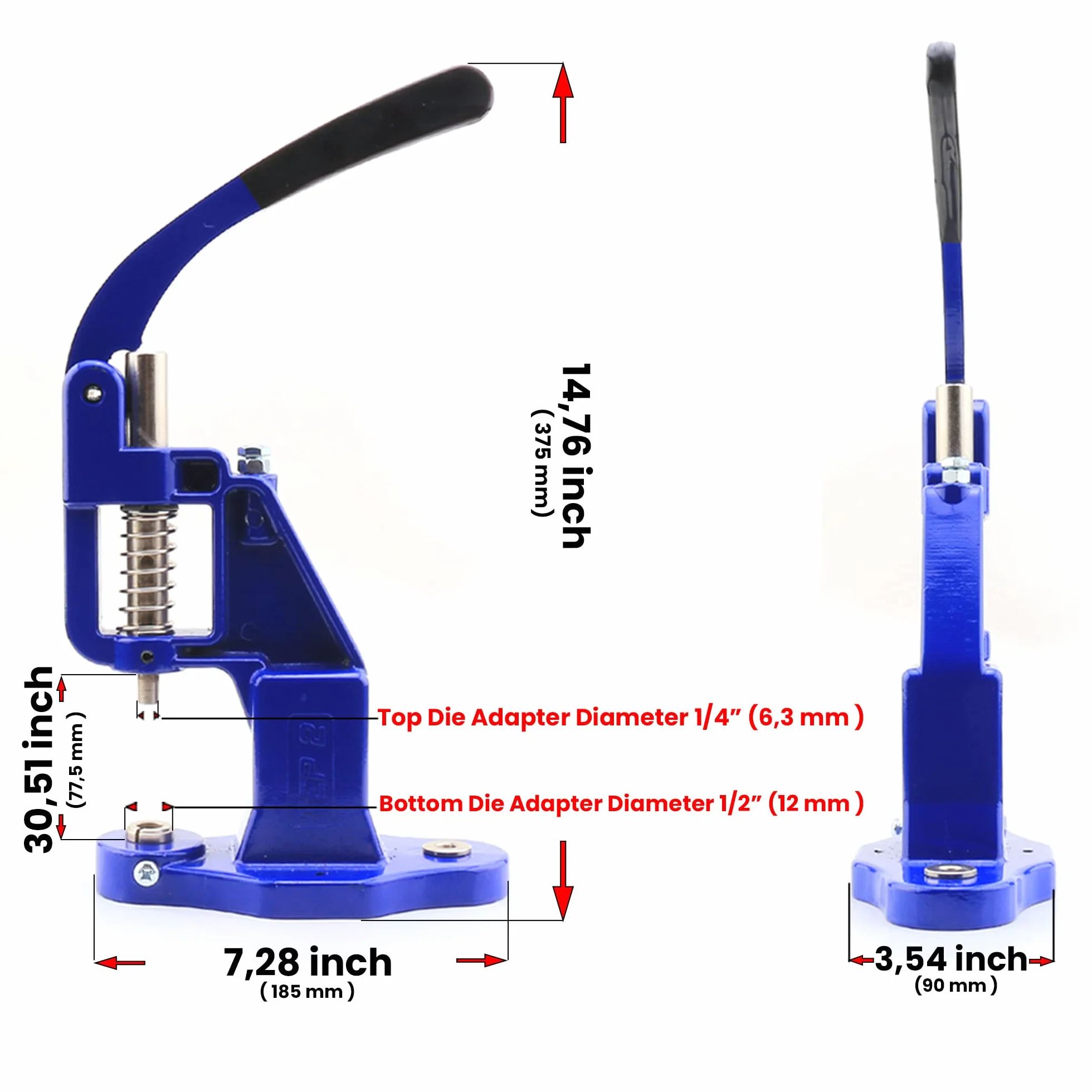 Kit pressa a mano in pelle per regolazione rivetti occhielli bottoni automatici