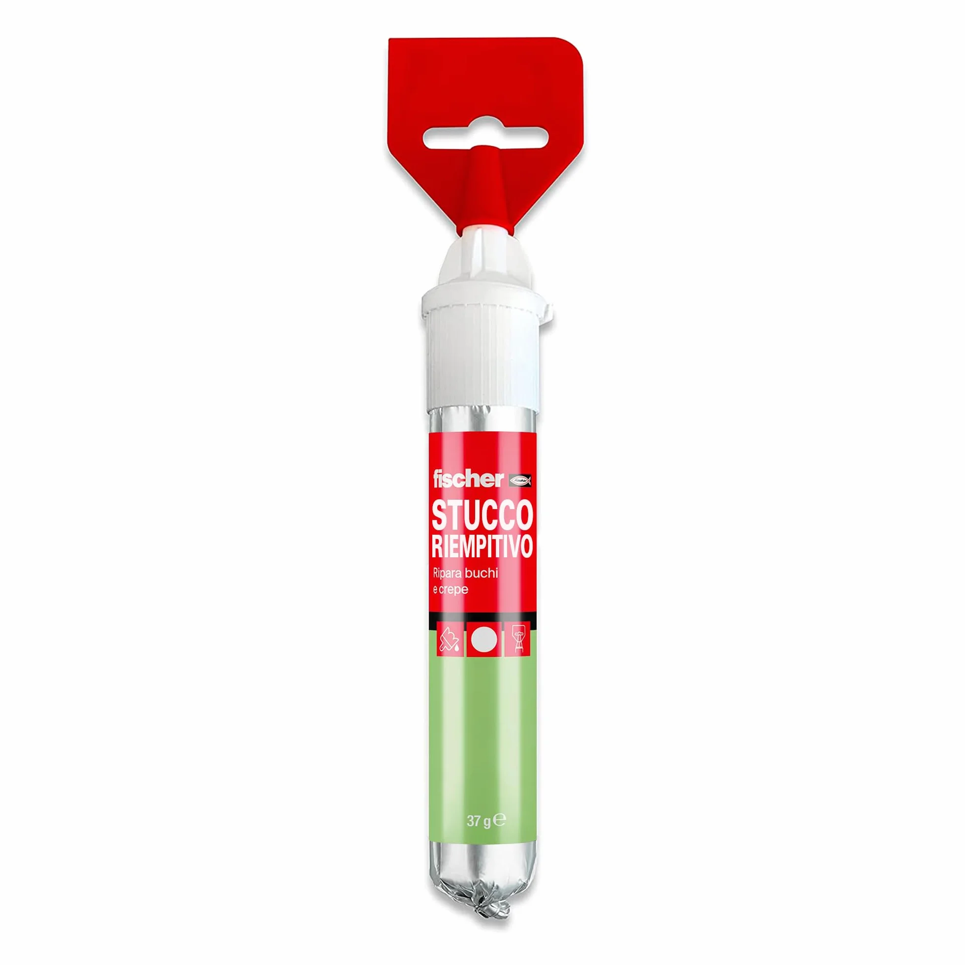 Fischer Stucco Veloce con Spatola Integrata per Coprire Fori e Crepe nel Muro, Pronto all'Uso, Bianco, 70 ml, 552152
