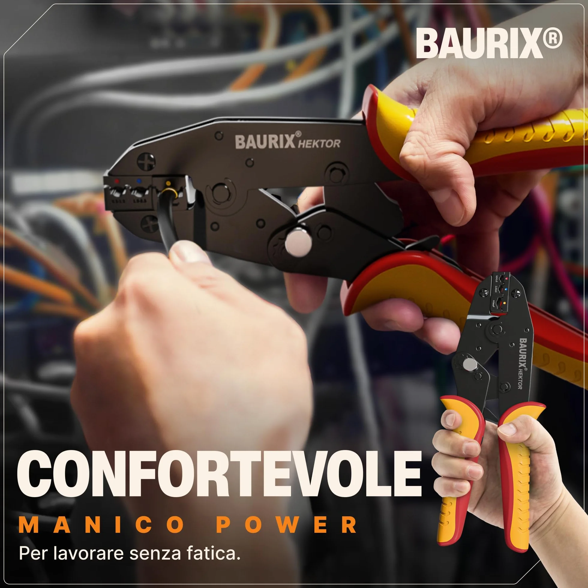BAURIX® Pinza crimpatrice per capicorda da 0,50 – 6,00 mm², pinza per capicorda da 0,50 – 6,00 mm², pinza crimpatrice, pinza crimpatrice