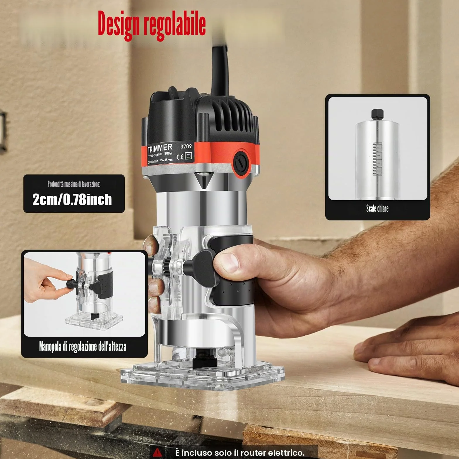 Kantenfräse Fresa per legno Router 220 V 800 W con valigetta e chiave