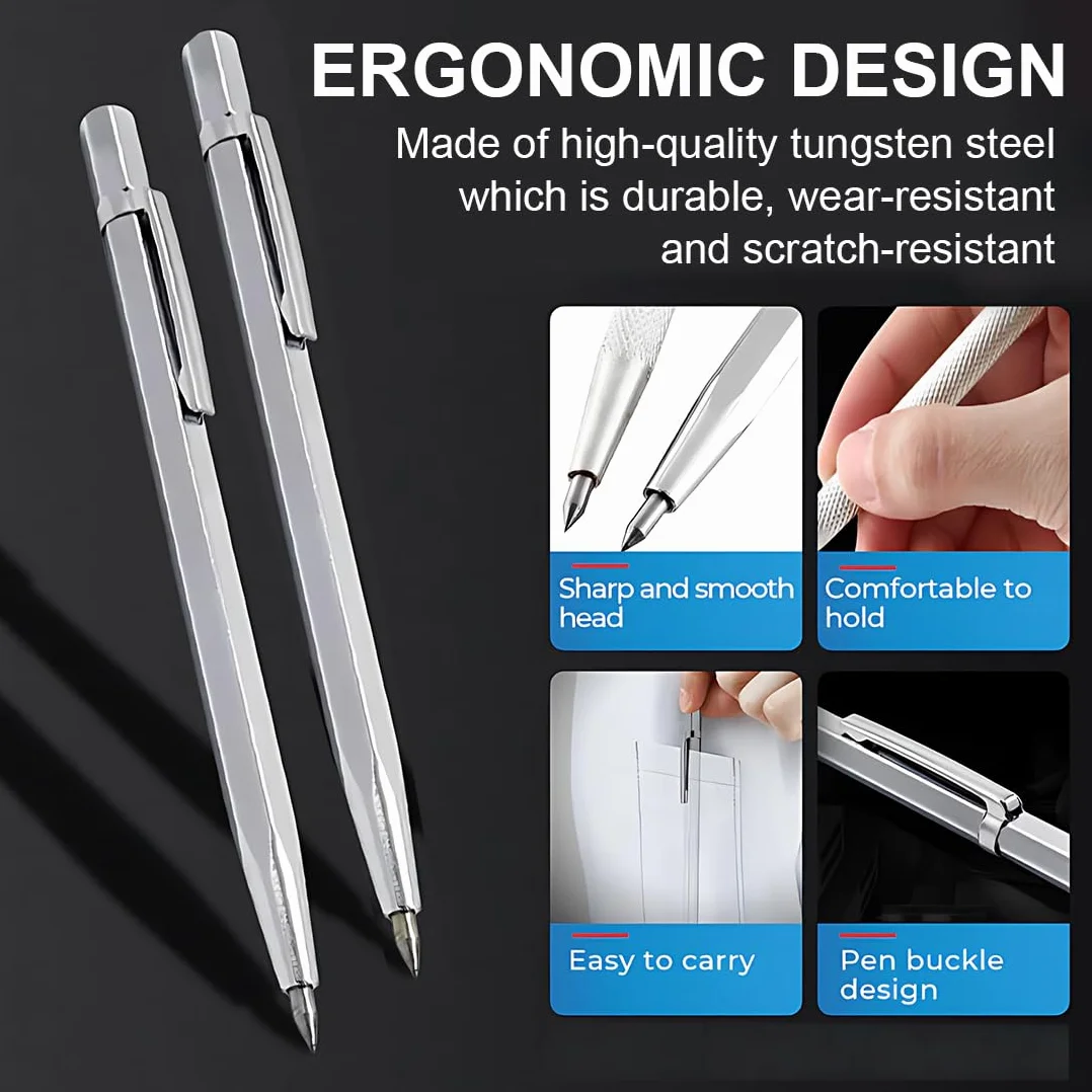 2 Pezzi Penna per Incisione Carburo di Tungsteno, Scriber Tool, Penna Incisione della Punta per Legno, Metallo, Plastica, Ceramica e Vetro