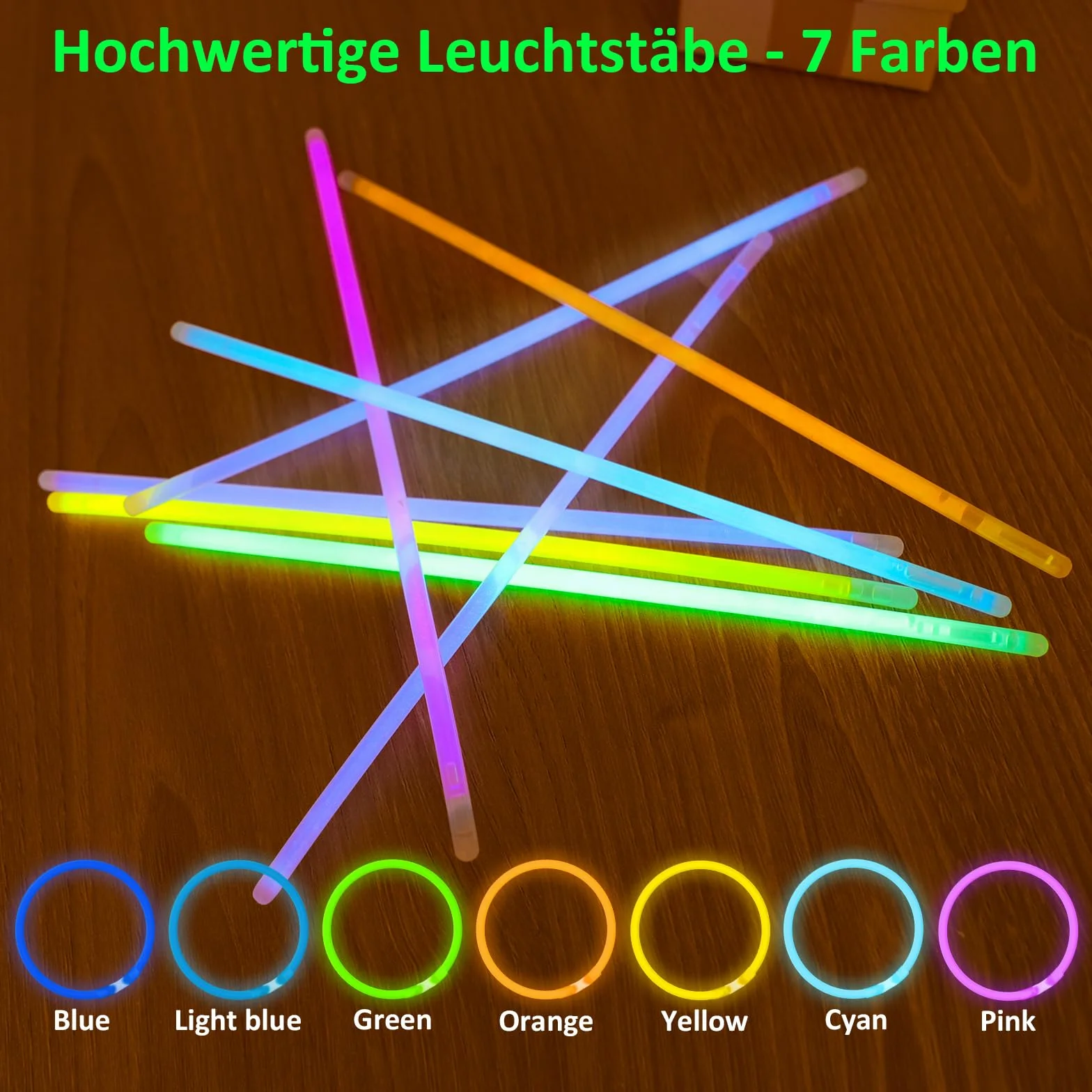 Bastoncini Luminosi Fluo 100 Pezzi - Braccialetti Fluorescenti con Connettori per Festa Compleanno Carnevale